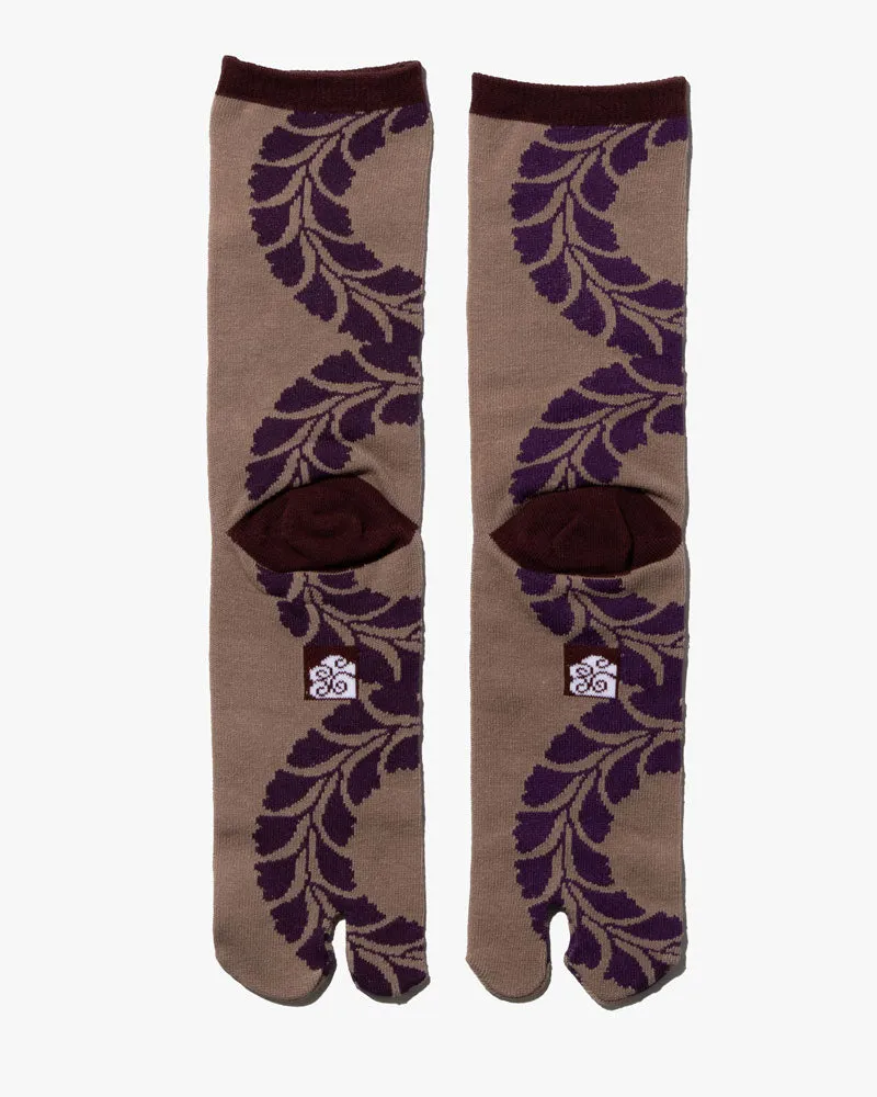 Wa Modern, Tabi Socks, Crew, Purple and Taupe Fujiwa (M/L) sold by Kiriko product image thumbnail 3