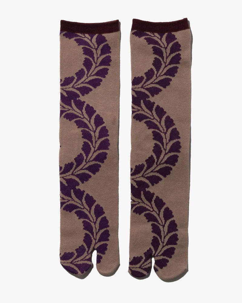 Wa Modern, Tabi Socks, Crew, Purple and Taupe Fujiwa (M/L) sold by Kiriko product image thumbnail 2