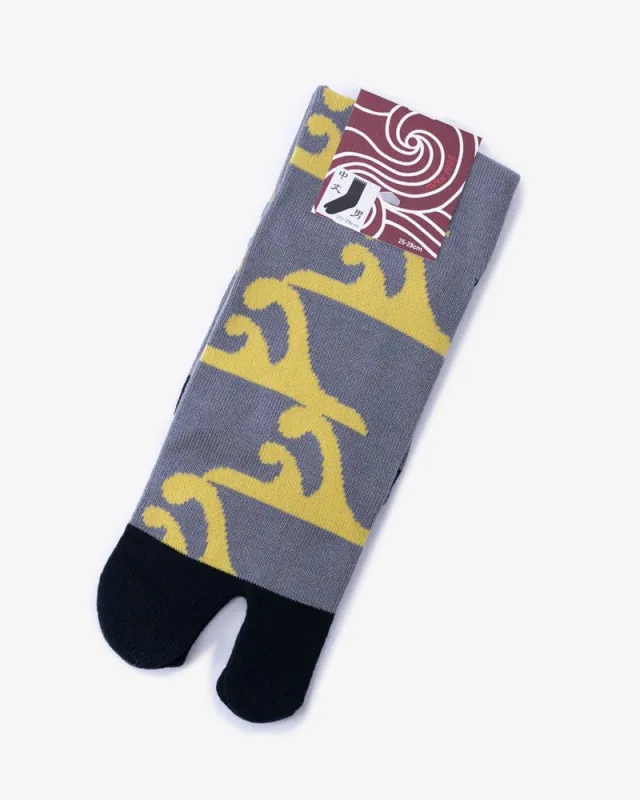 Wa Modern, Tabi Socks, Crew, Nami, Yellow and Grey - (M/L) sold by Kiriko