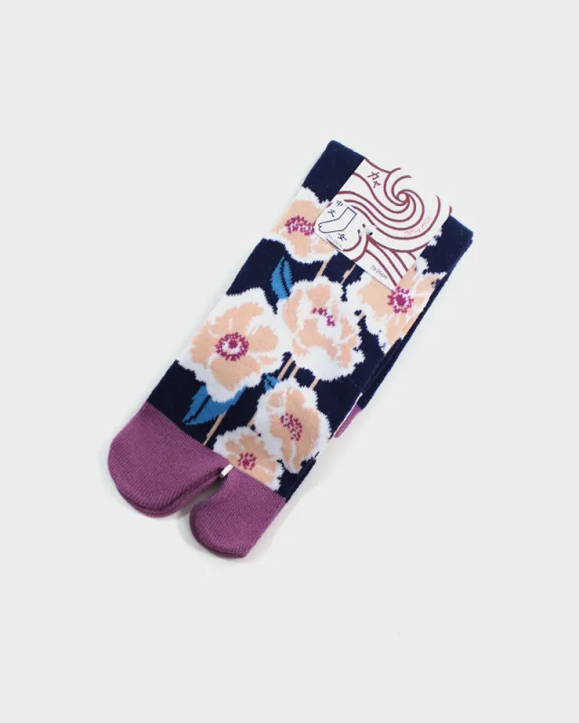 Wa Modern, Tabi Socks, Tsubaki, Navy and Light Purple (S/M) sold by Kiriko