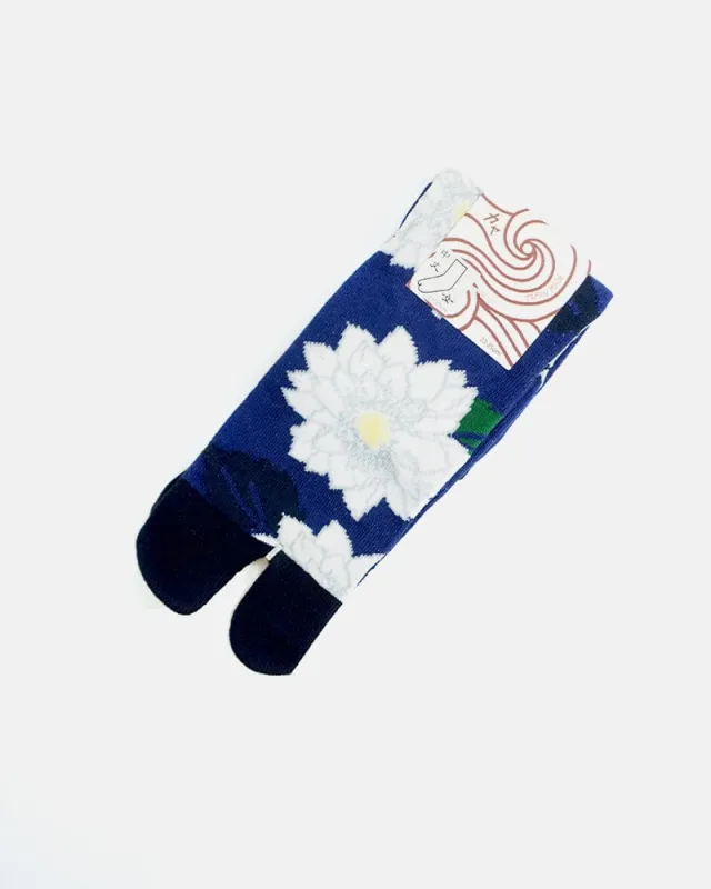 Tabi Socks, Dark Blue and Navy, Chrysanthemum (S/M) sold by Kiriko
