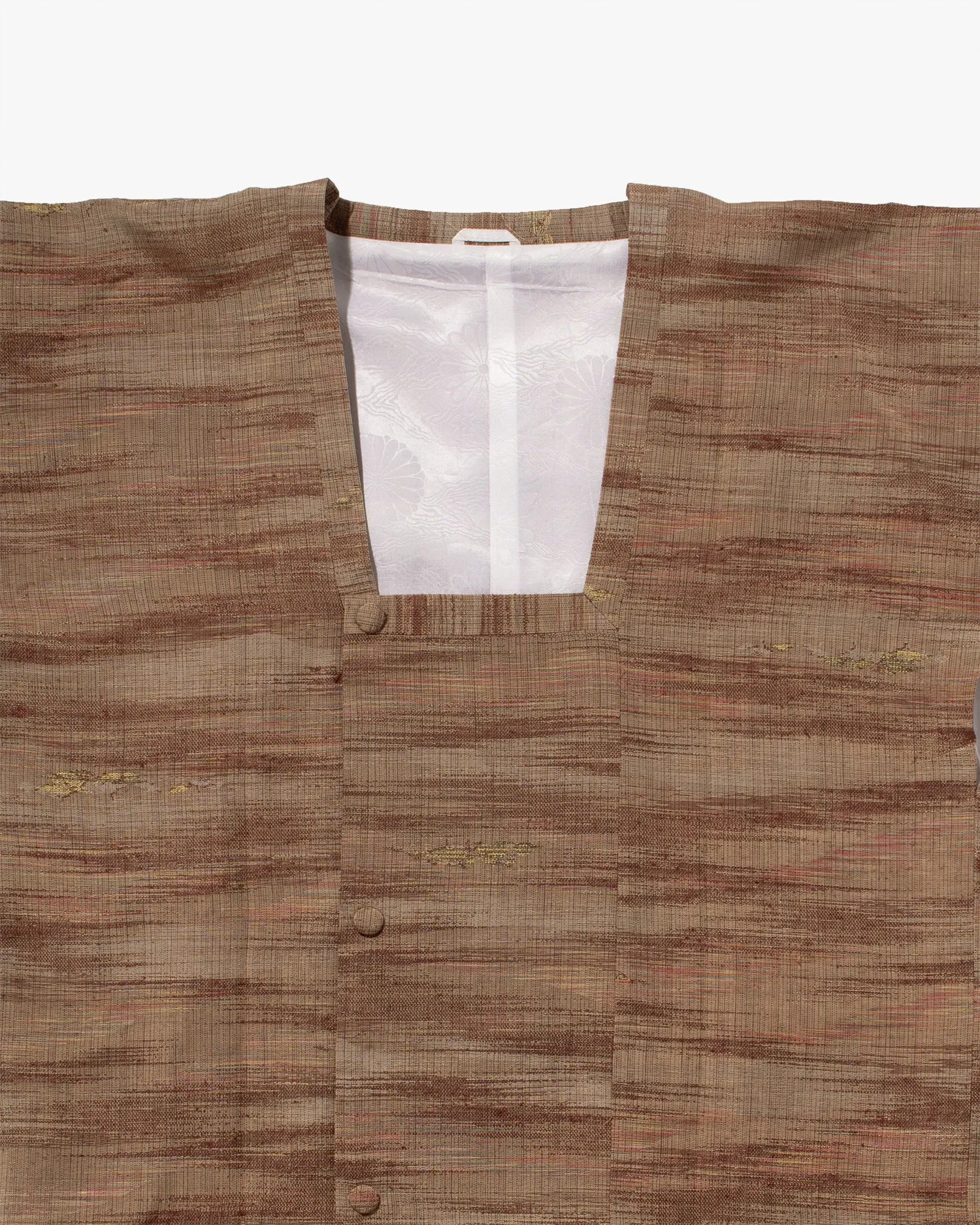 Vintage Haori Jacket, Full Shibori, Brown Abstract Lines with Gold Accents sold by Kiriko product image thumbnail 2