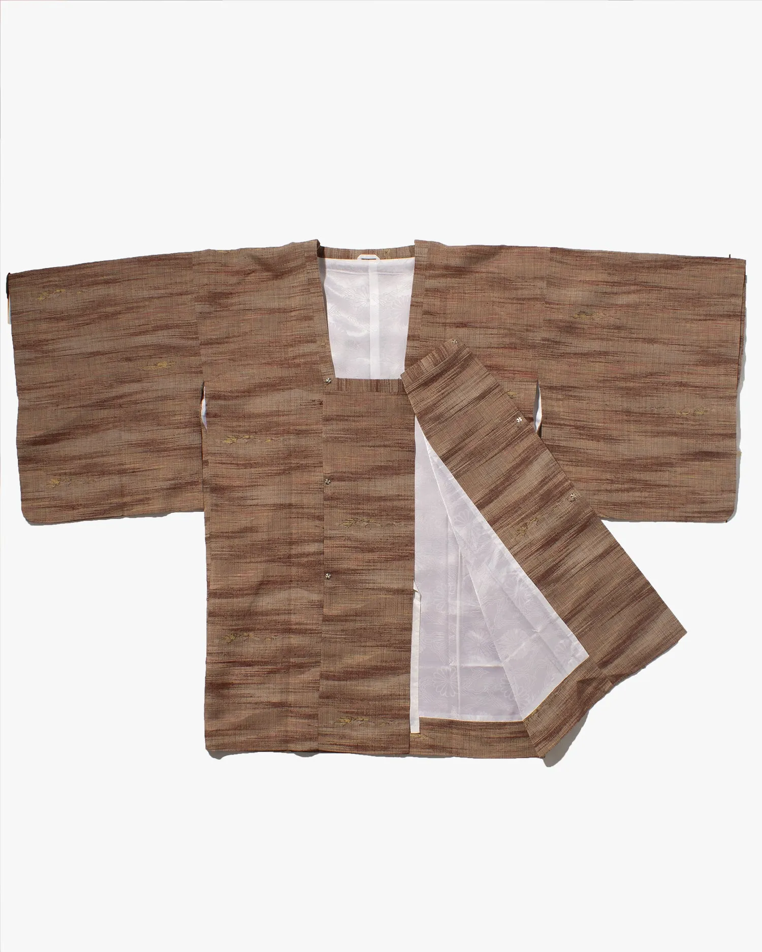 Vintage Haori Jacket, Full Shibori, Brown Abstract Lines with Gold Accents sold by Kiriko product image thumbnail 3