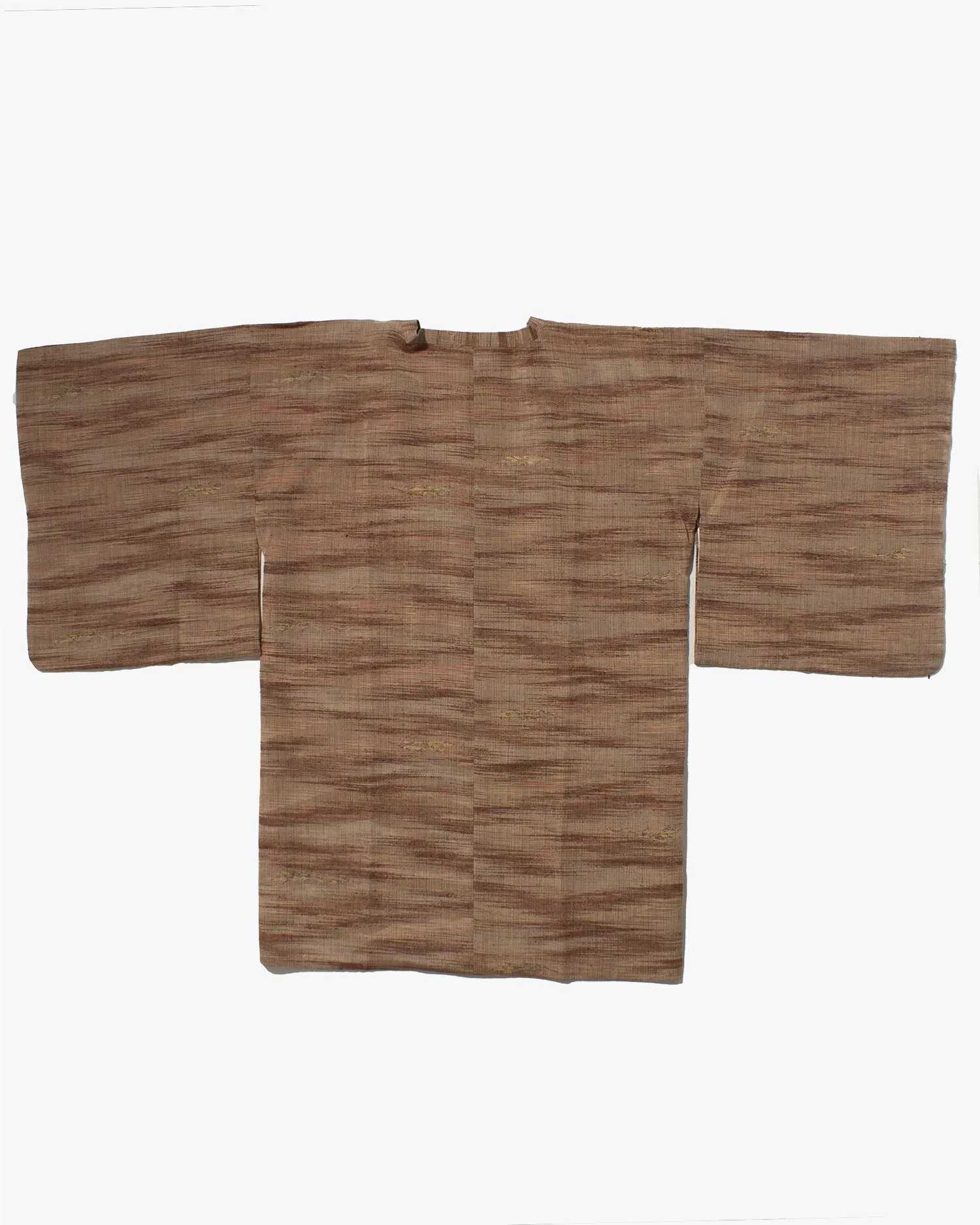 Vintage Haori Jacket, Full Shibori, Brown Abstract Lines with Gold Accents sold by Kiriko product image thumbnail 5