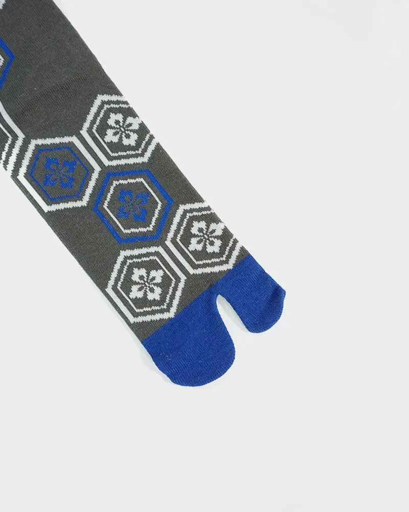 Wa Modern, Tabi Socks, Crew, Kikkou, Grey and Blue (M/L) sold by Kiriko product image thumbnail 5