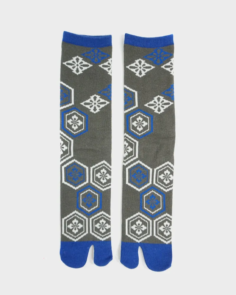 Wa Modern, Tabi Socks, Crew, Kikkou, Grey and Blue (M/L) sold by Kiriko product image thumbnail 3