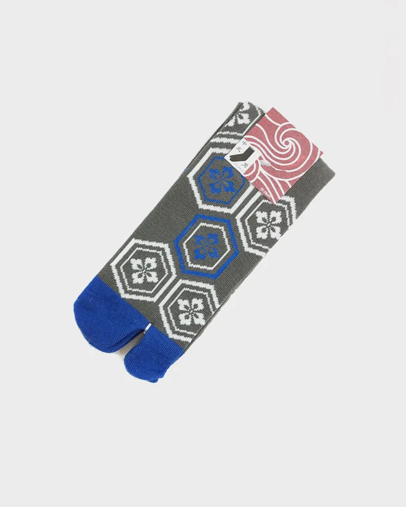 Wa Modern, Tabi Socks, Crew, Kikkou, Grey and Blue (M/L) sold by Kiriko product image thumbnail 2
