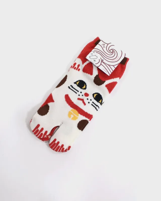 Tabi Socks, Ankle, Maneki-Neko - (S/M) sold by Kiriko