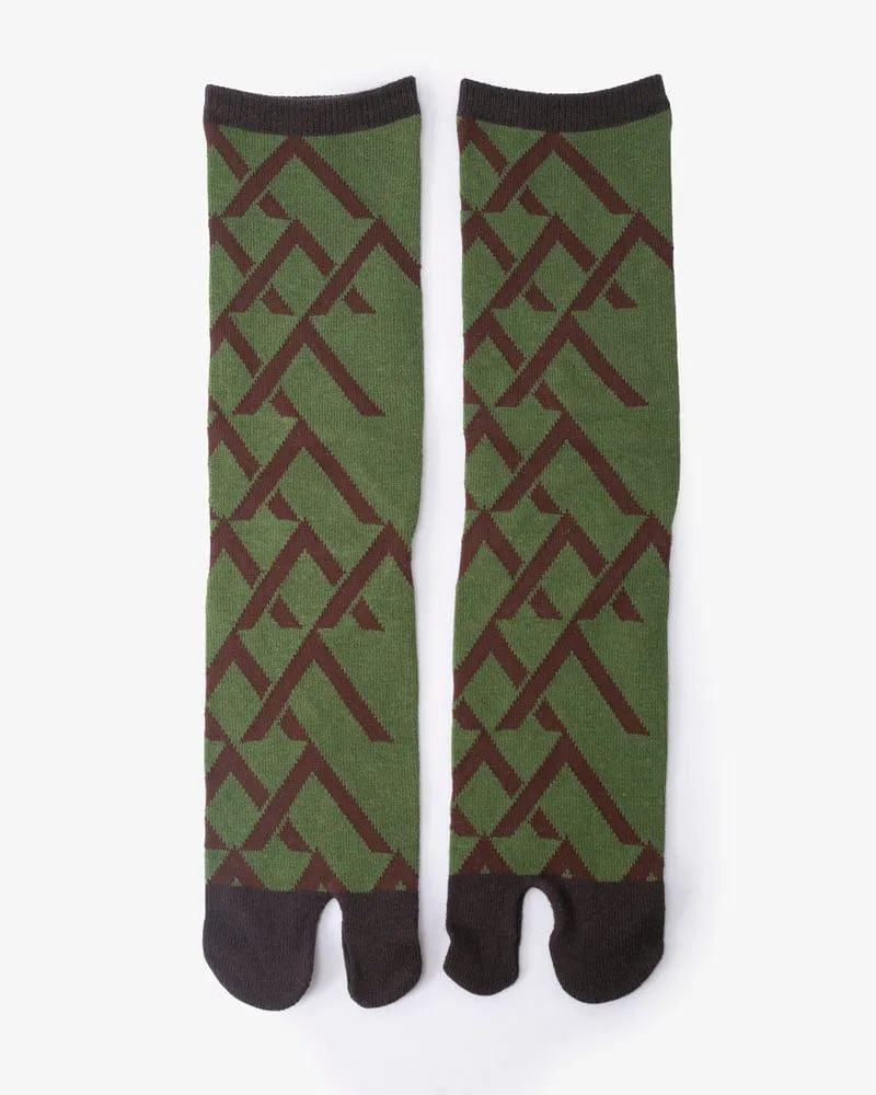 Wa Modern, Tabi Socks, Crew, Yama, Green and Brown - (M/L) sold by Kiriko product image thumbnail 2