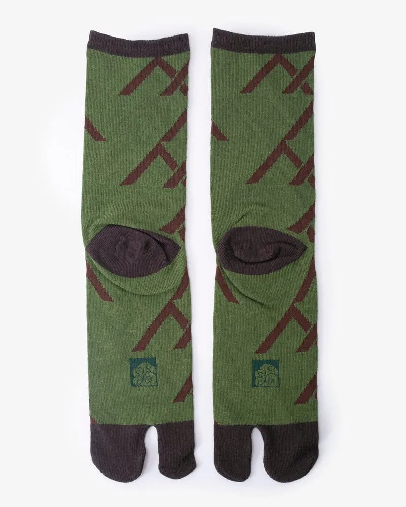 Wa Modern, Tabi Socks, Crew, Yama, Green and Brown - (M/L) sold by Kiriko product image thumbnail 3