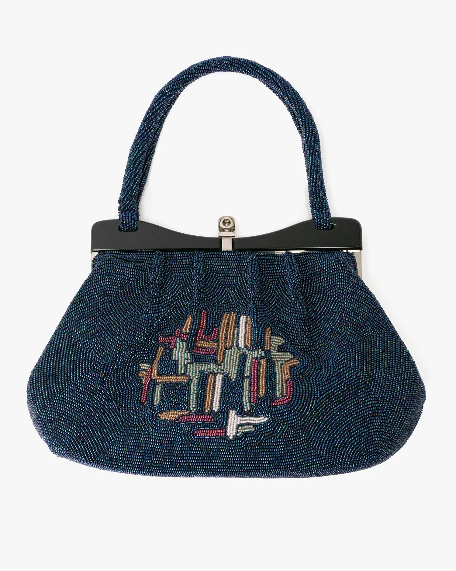 Vintage Bag, Purse, Beaded, Blue with Multi Abstract sold by Kiriko product image thumbnail 2