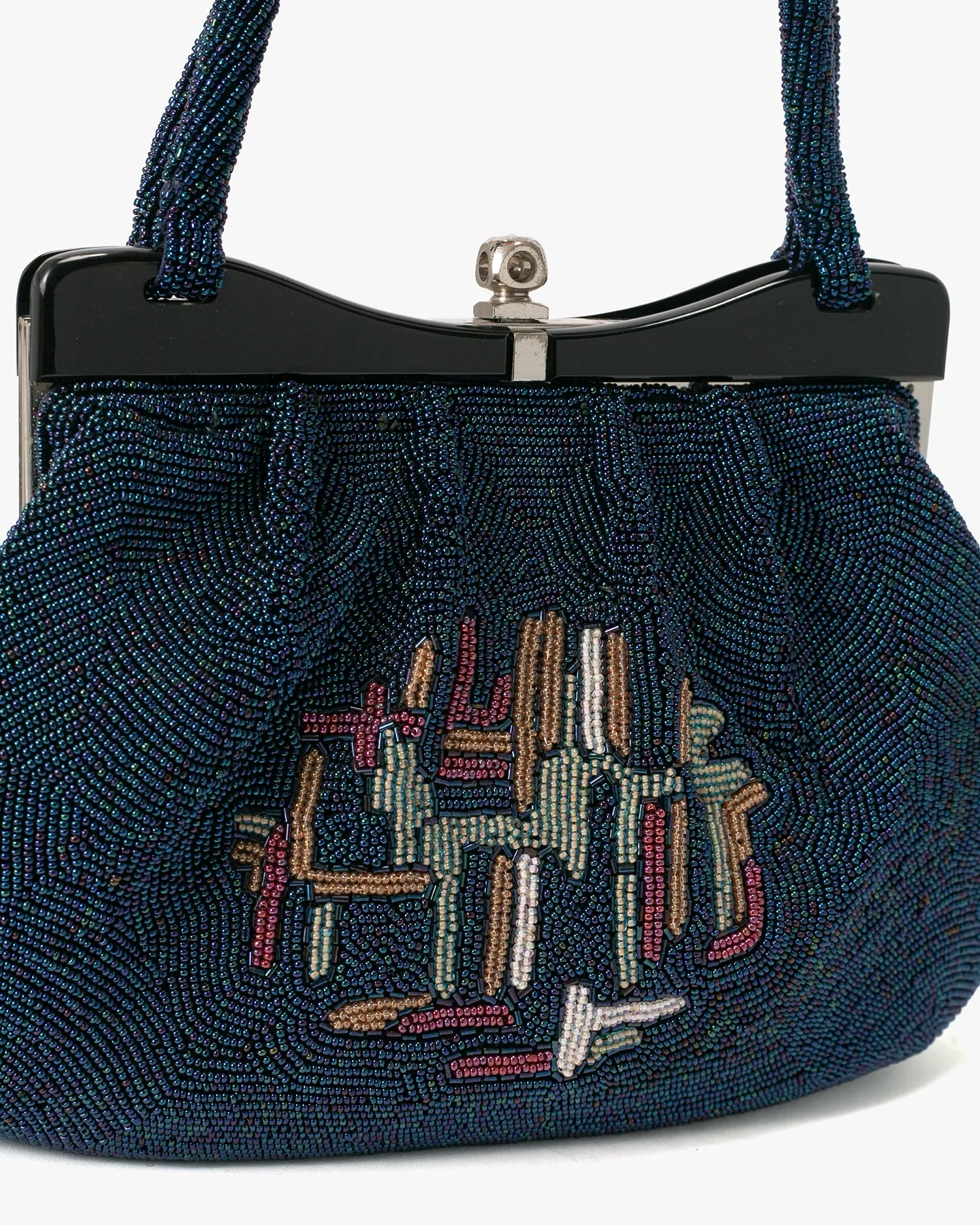 Vintage Bag, Purse, Beaded, Blue with Multi Abstract sold by Kiriko product image thumbnail 4