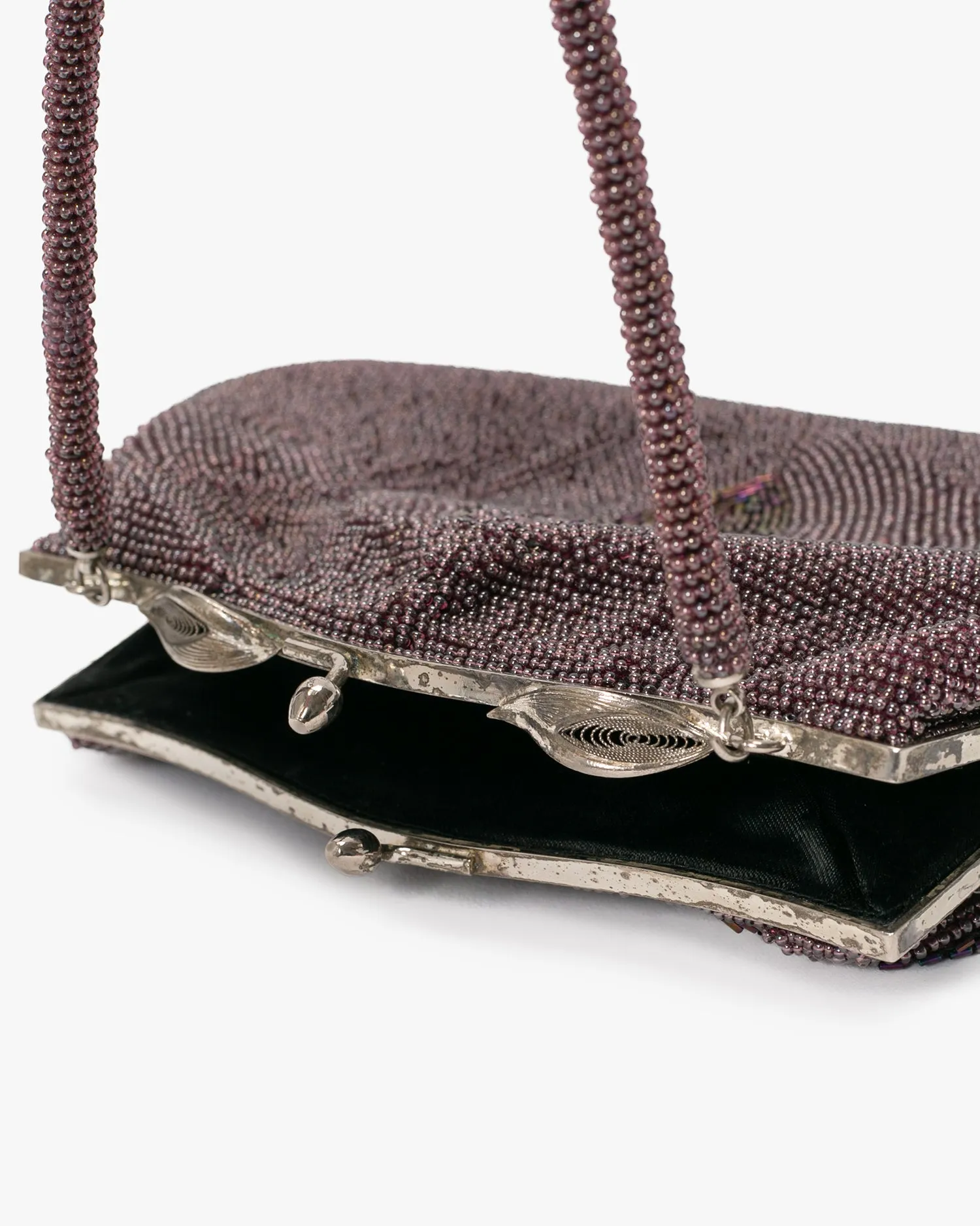 Vintage Bag, Purse, Beaded, Brown/Purple with Feathers sold by Kiriko product image thumbnail 5