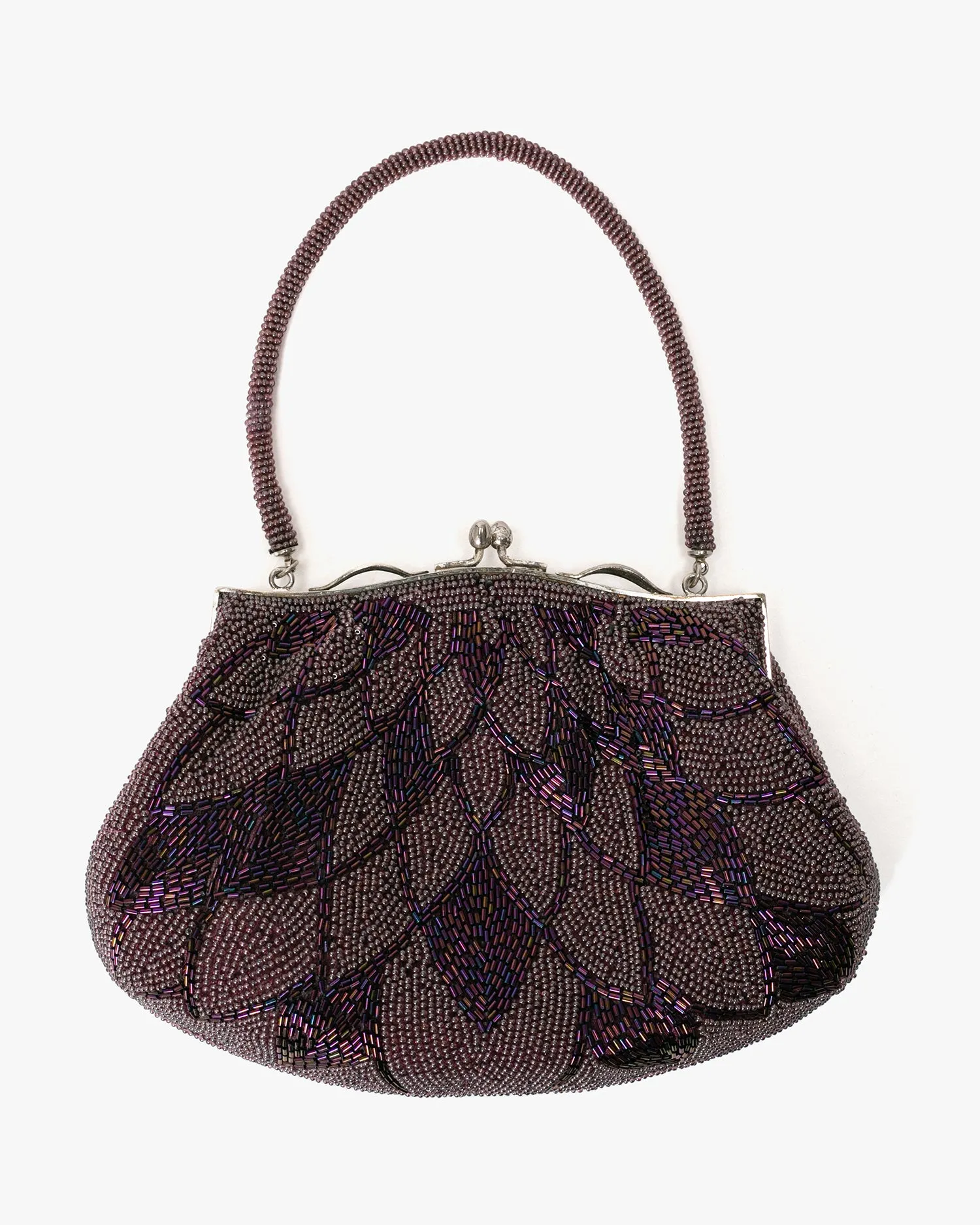 Vintage Bag, Purse, Beaded, Brown/Purple with Feathers sold by Kiriko product image thumbnail 2