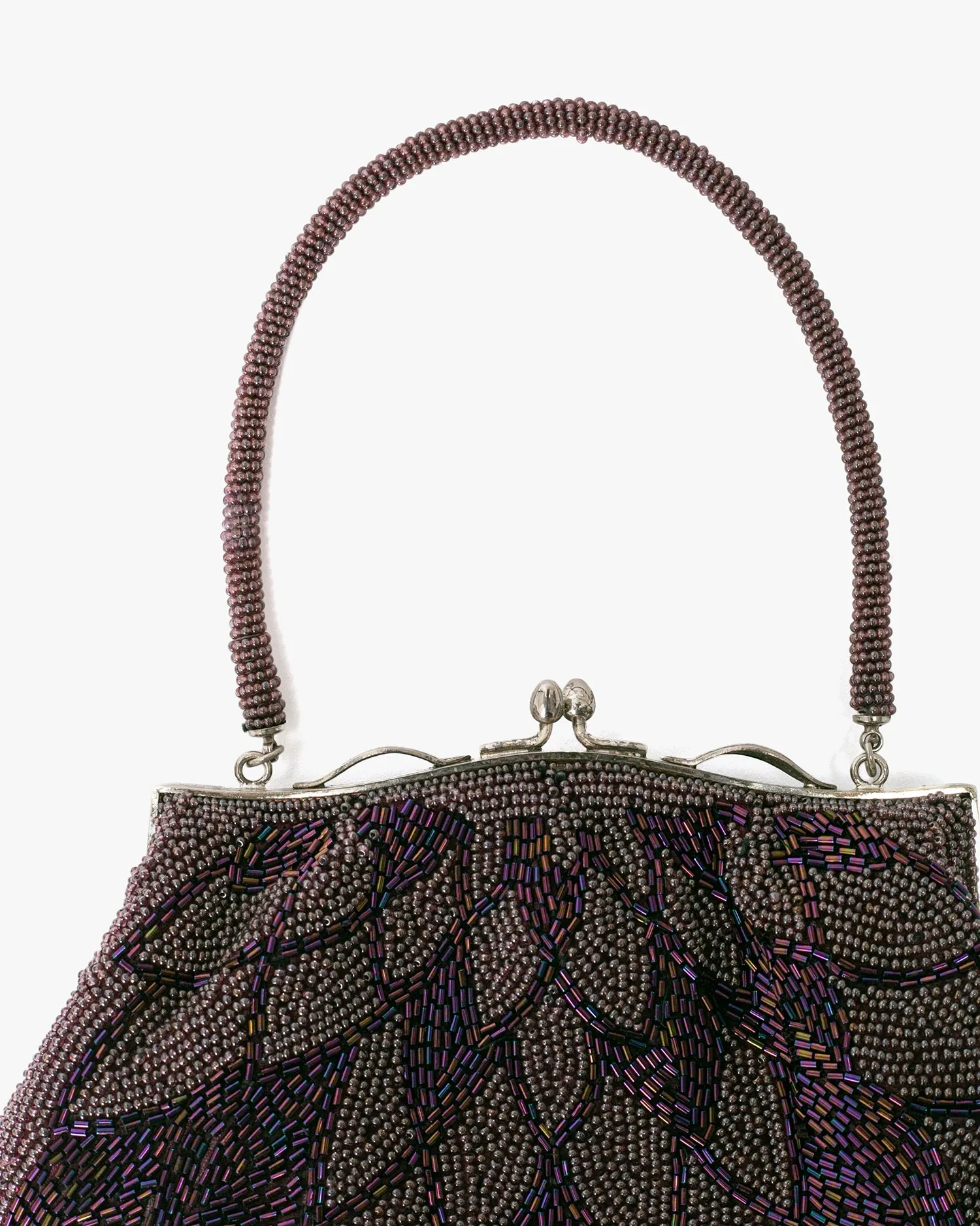 Vintage Bag, Purse, Beaded, Brown/Purple with Feathers sold by Kiriko product image thumbnail 4