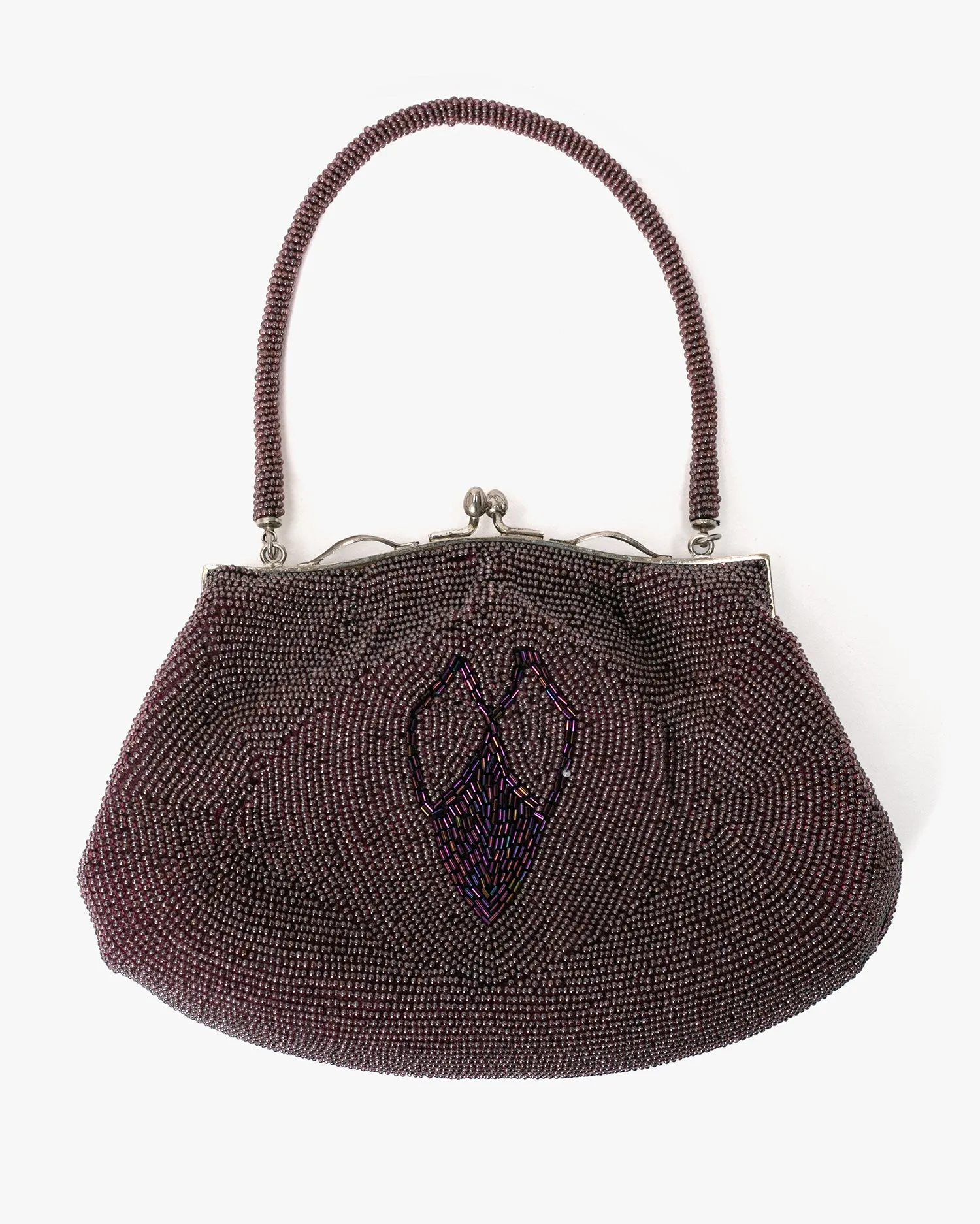 Vintage Bag, Purse, Beaded, Brown/Purple with Feathers sold by Kiriko product image thumbnail 3