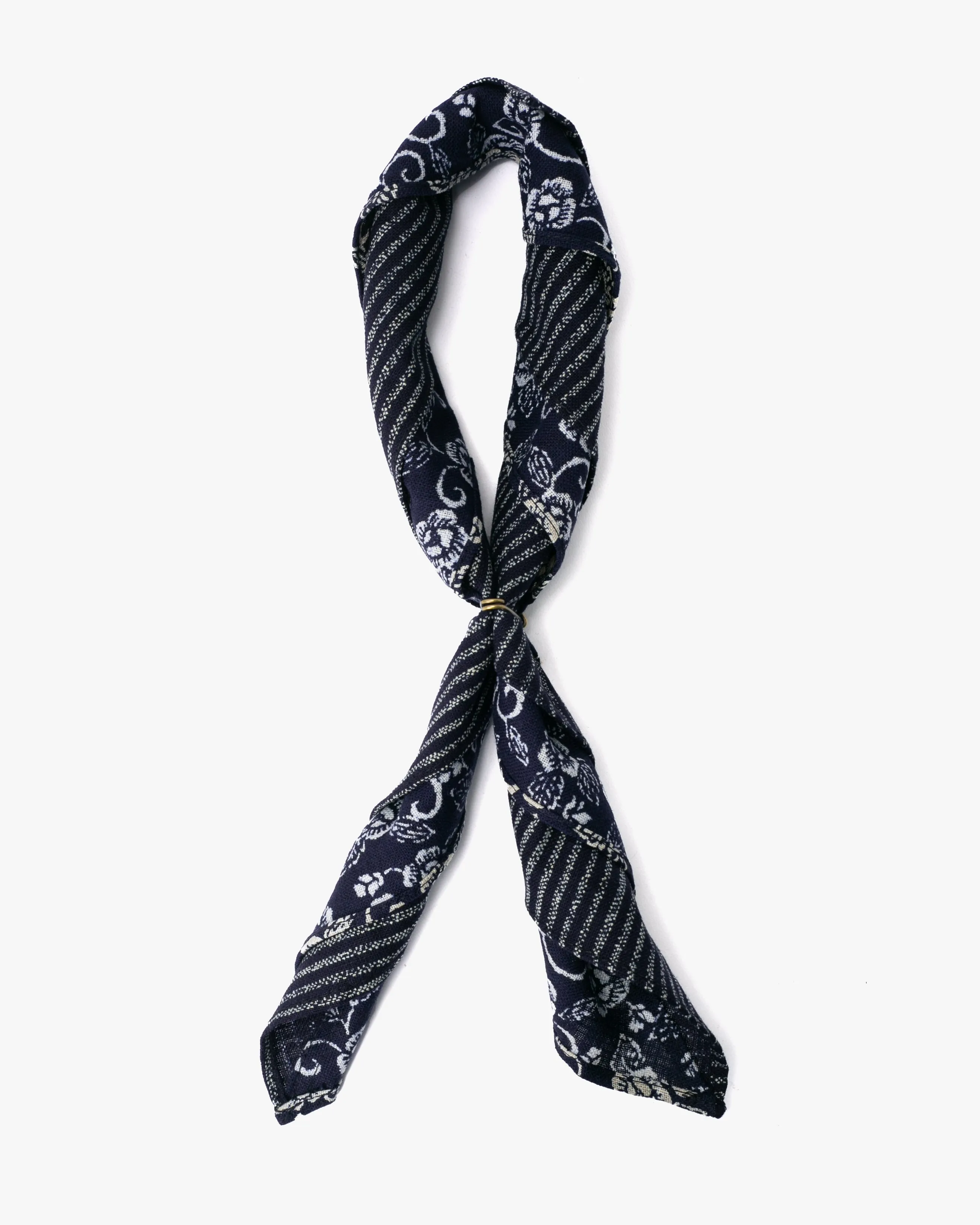 Kiriko Original Bandana, Split, Indigo Shima with Indigo Kikukarakusa sold by Kiriko product image thumbnail 2