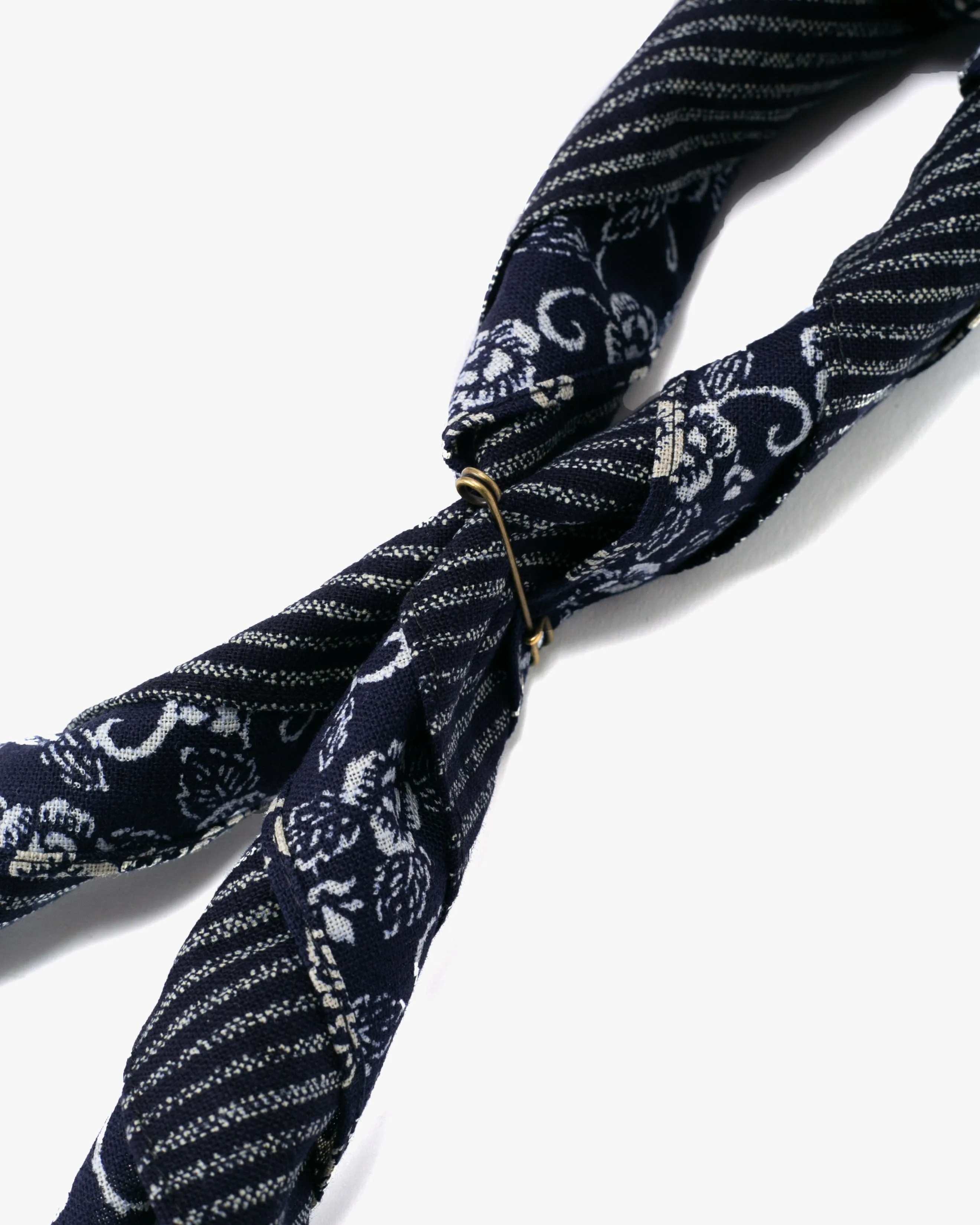 Kiriko Original Bandana, Split, Indigo Shima with Indigo Kikukarakusa sold by Kiriko product image thumbnail 3