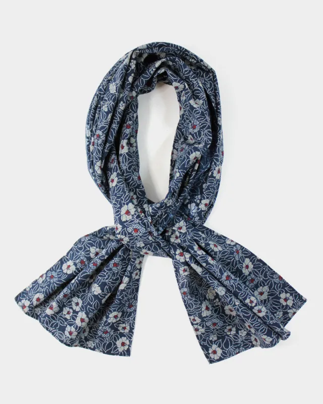 Kiriko Original Scarf, Classic, Indigo Small Tsubaki sold by Kiriko