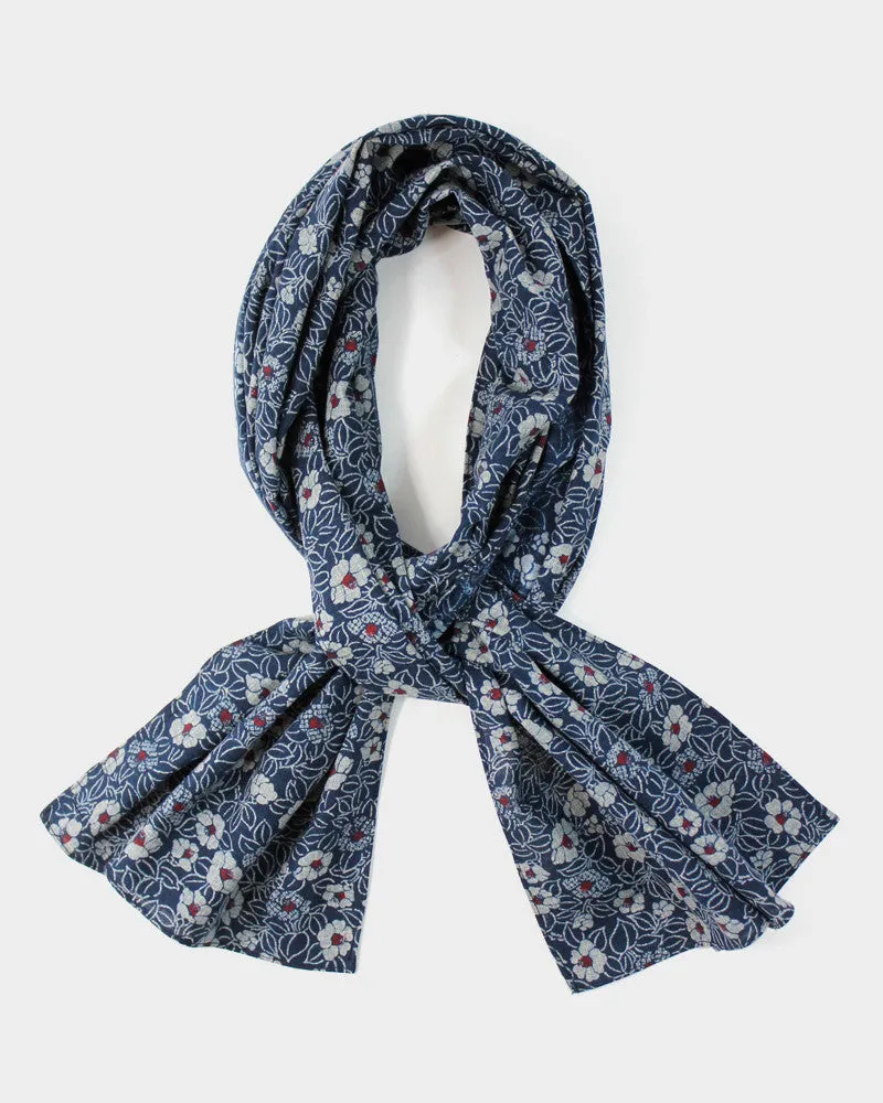 Kiriko Original Scarf, Classic, Indigo Small Tsubaki sold by Kiriko