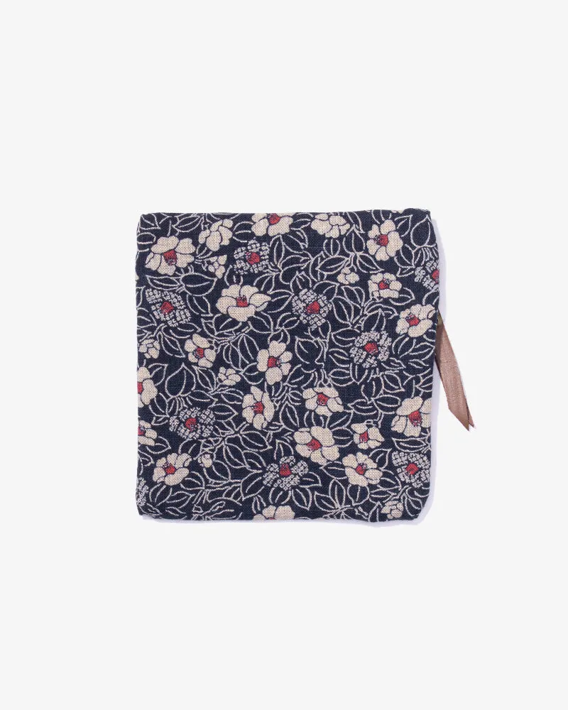 Flat Small Zipper Pouch, Indigo Small Tsubaki sold by Kiriko product image thumbnail 2
