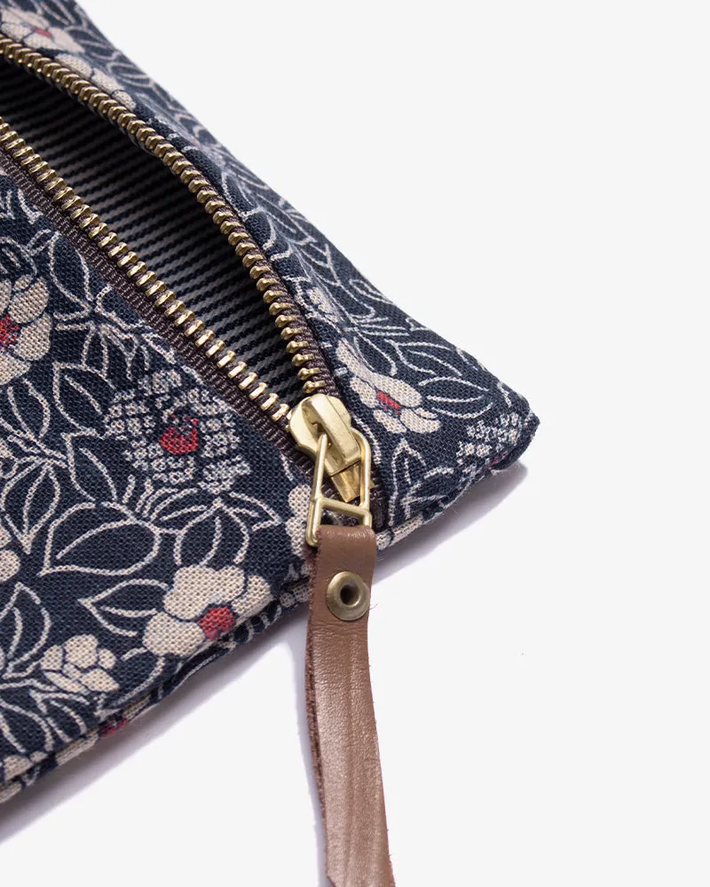 Flat Small Zipper Pouch, Indigo Small Tsubaki sold by Kiriko product image thumbnail 3
