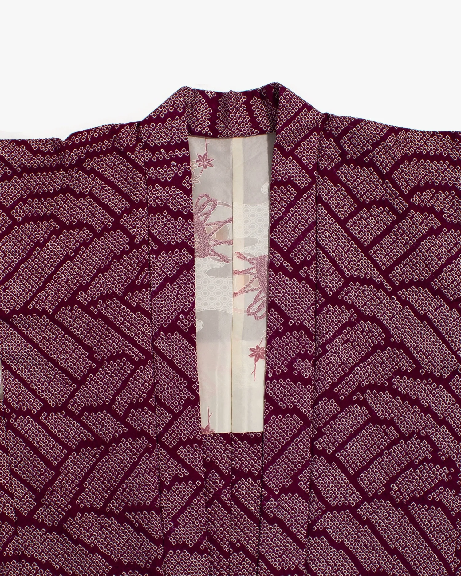 Vintage Haori Jacket, Full Shibori, Abstract Burgundy Seigaiha sold by Kiriko product image thumbnail 3