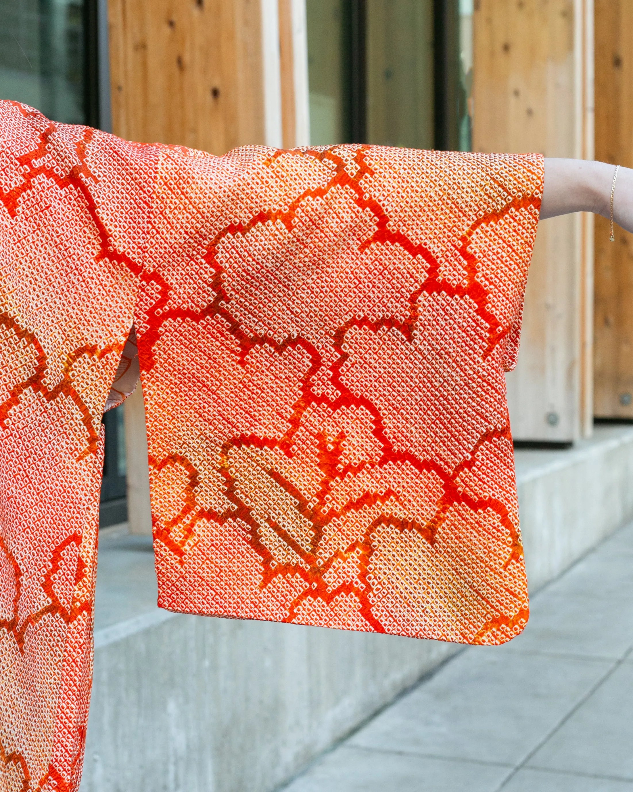 Vintage Haori Jacket, Full Shibori, Orange Trees and Petal Lining sold by Kiriko product image thumbnail 5