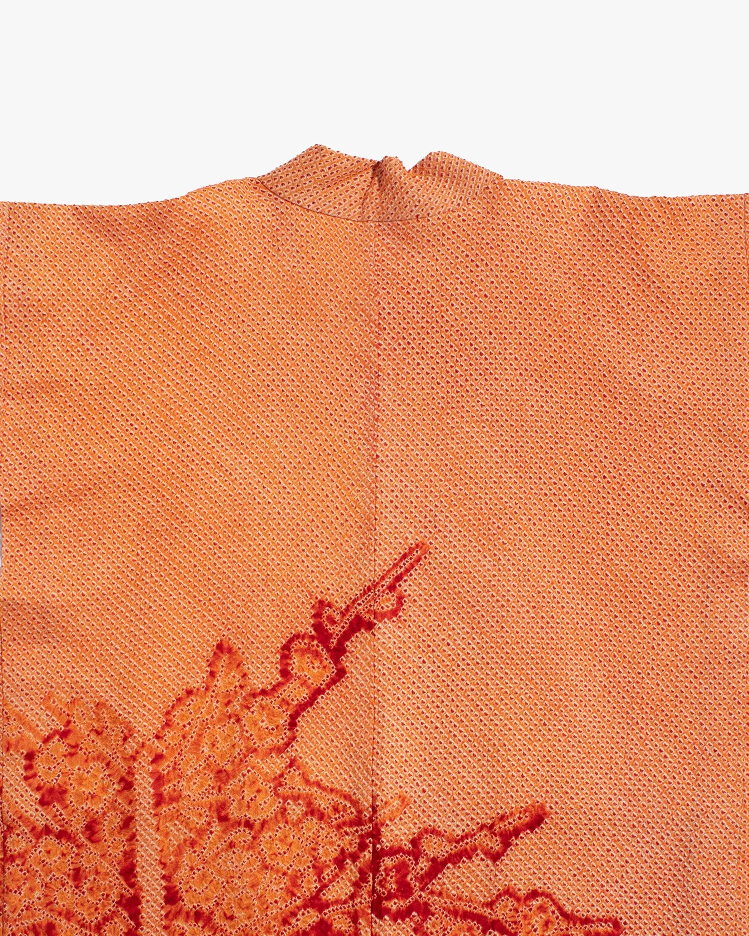 Vintage Haori Jacket, Full Shibori, Orange with Red Floral sold by Kiriko product image thumbnail 5