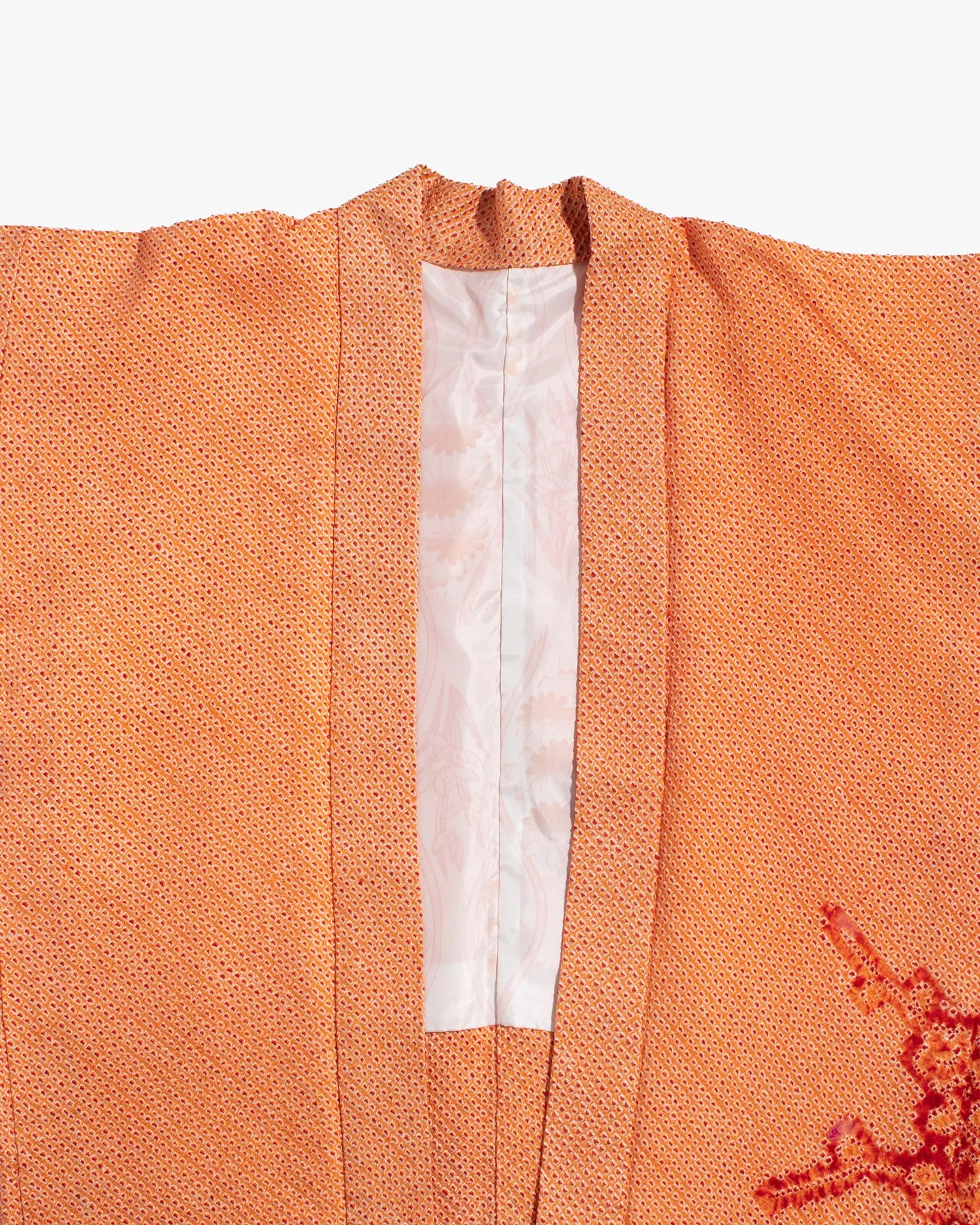 Vintage Haori Jacket, Full Shibori, Orange with Red Floral sold by Kiriko product image thumbnail 3