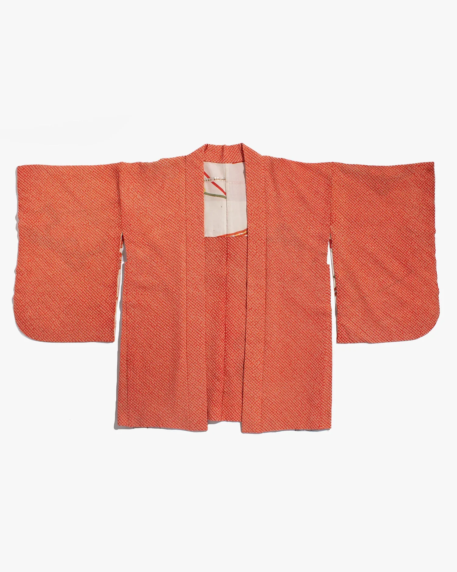 Vintage Haori Jacket, Full Shibori, Orange with Abstract Details sold by Kiriko