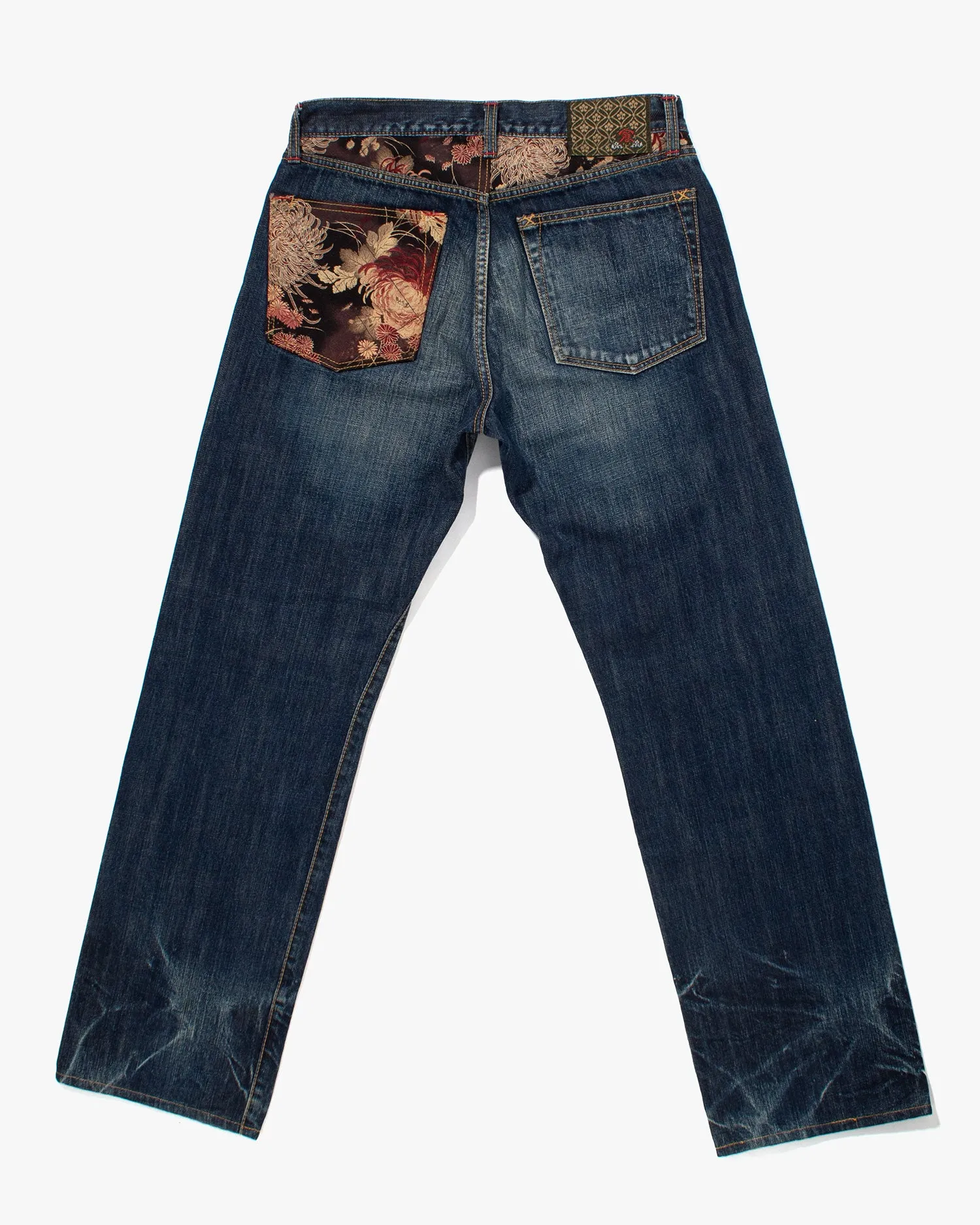 Japanese Repro Denim Jeans, Eternal, Floral Lining with Distressing - 30 sold by Kiriko product image thumbnail 4