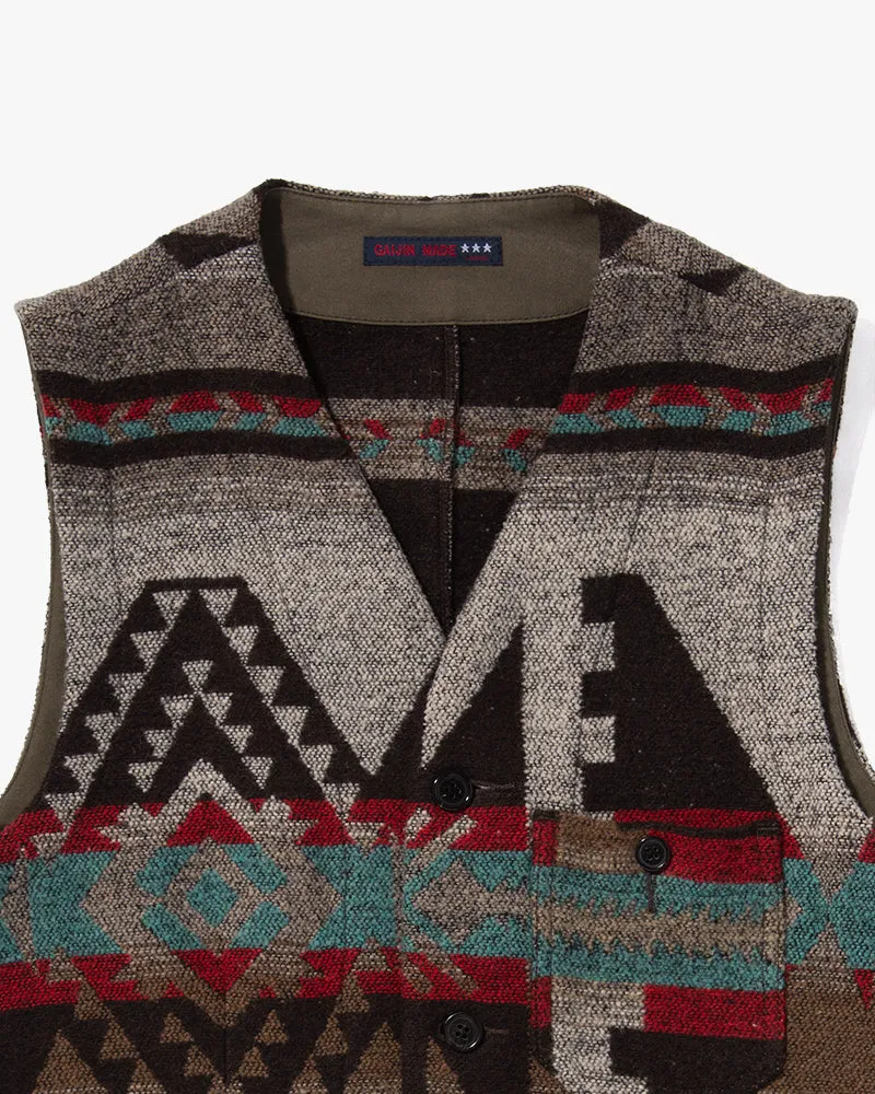 US Vintage Chimayo Vest, Gaijin Made Brand, Grey with Multicolor Accents - L sold by Kiriko product image thumbnail 2