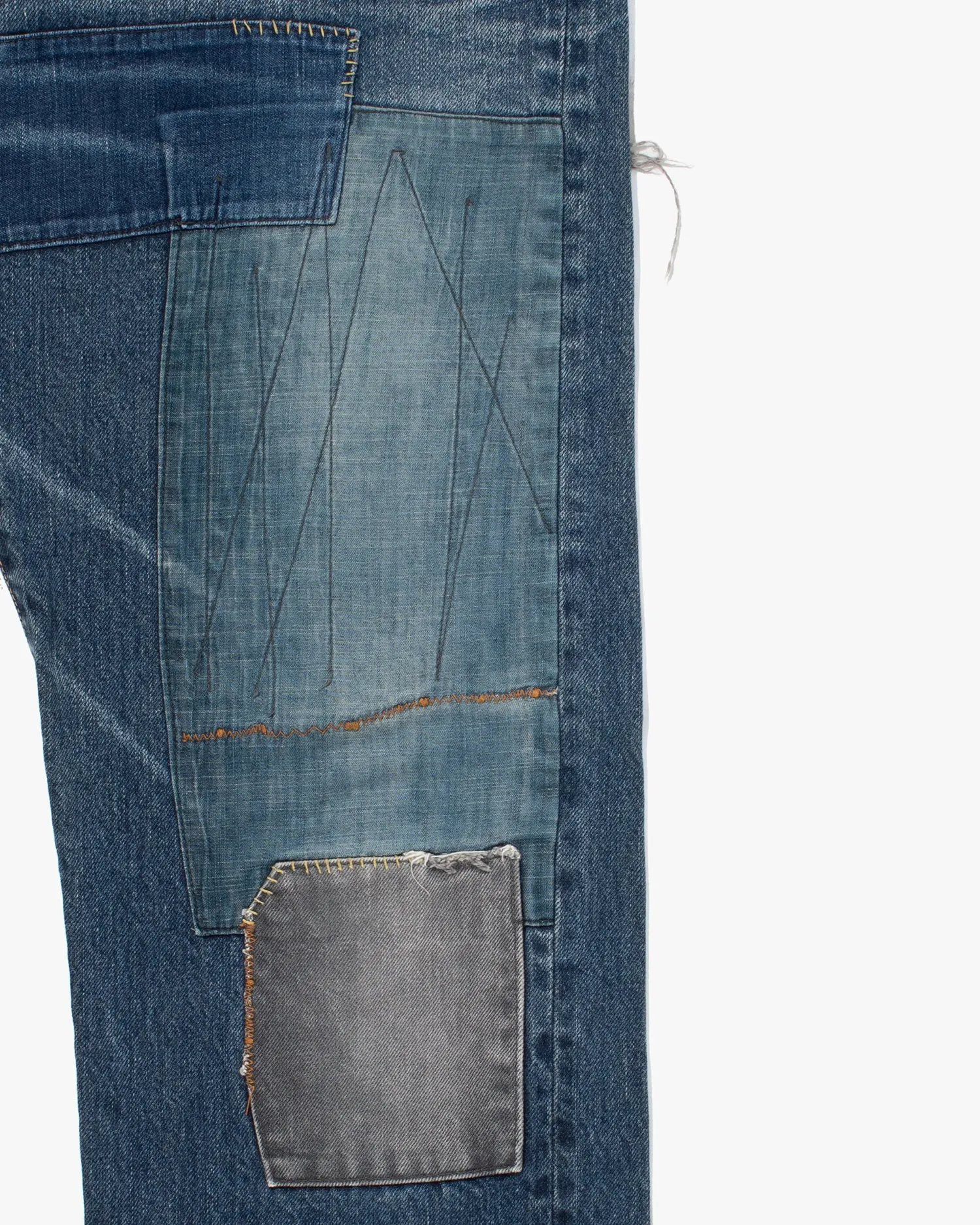 Japanese Repro Denim Jeans, Blue Blue, Denim Patching - 33 sold by Kiriko product image thumbnail 5