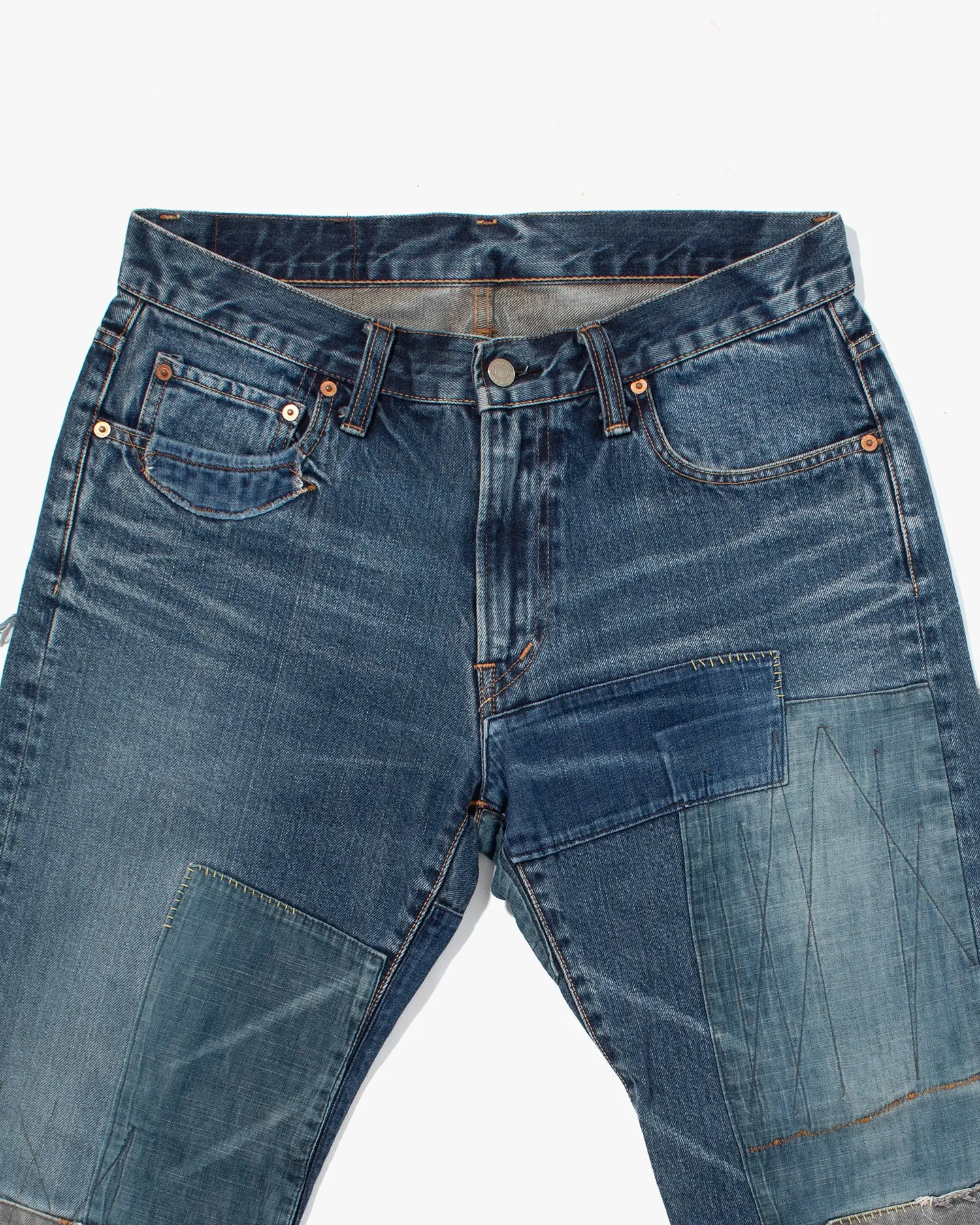 Japanese Repro Denim Jeans, Blue Blue, Denim Patching - 33 sold by Kiriko product image thumbnail 2