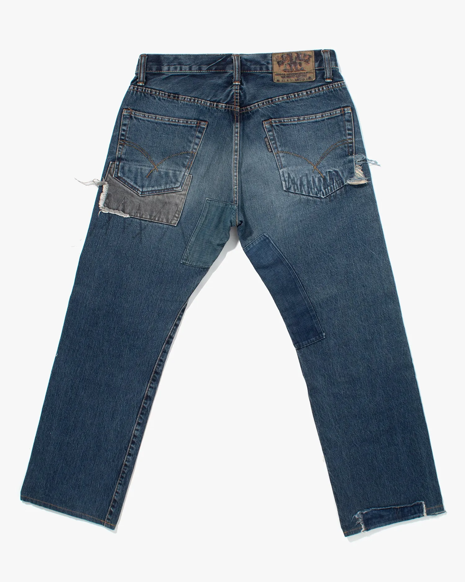 Japanese Repro Denim Jeans, Blue Blue, Denim Patching - 33 sold by Kiriko product image thumbnail 3