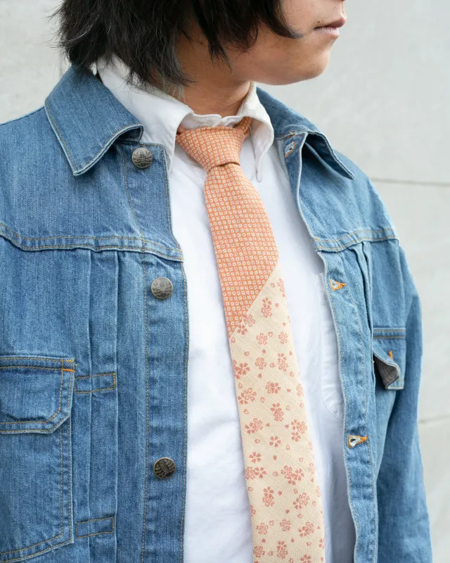 Kiriko Original Tie, Two Tone, Coral Shibori and Sakura sold by Kiriko