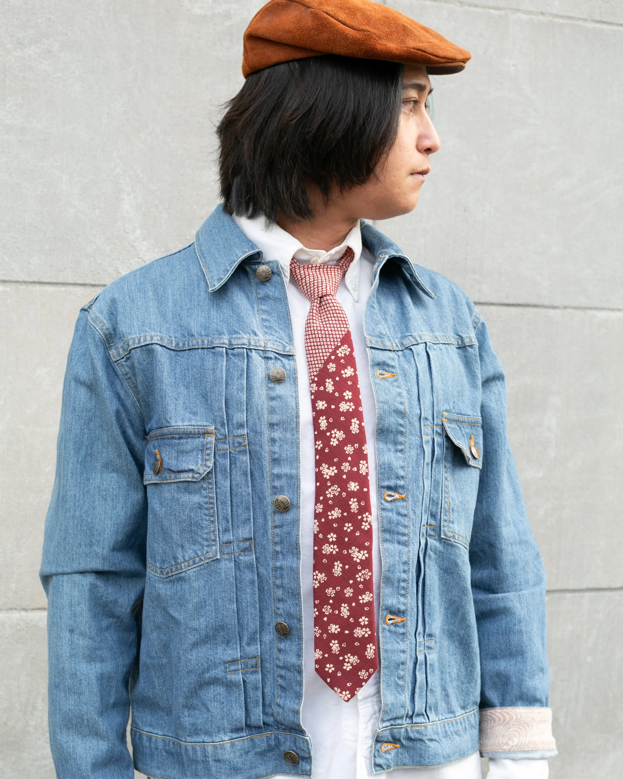 Kiriko Original Tie, Two Tone, Burgundy Shibori and Sakura sold by Kiriko product image thumbnail 2