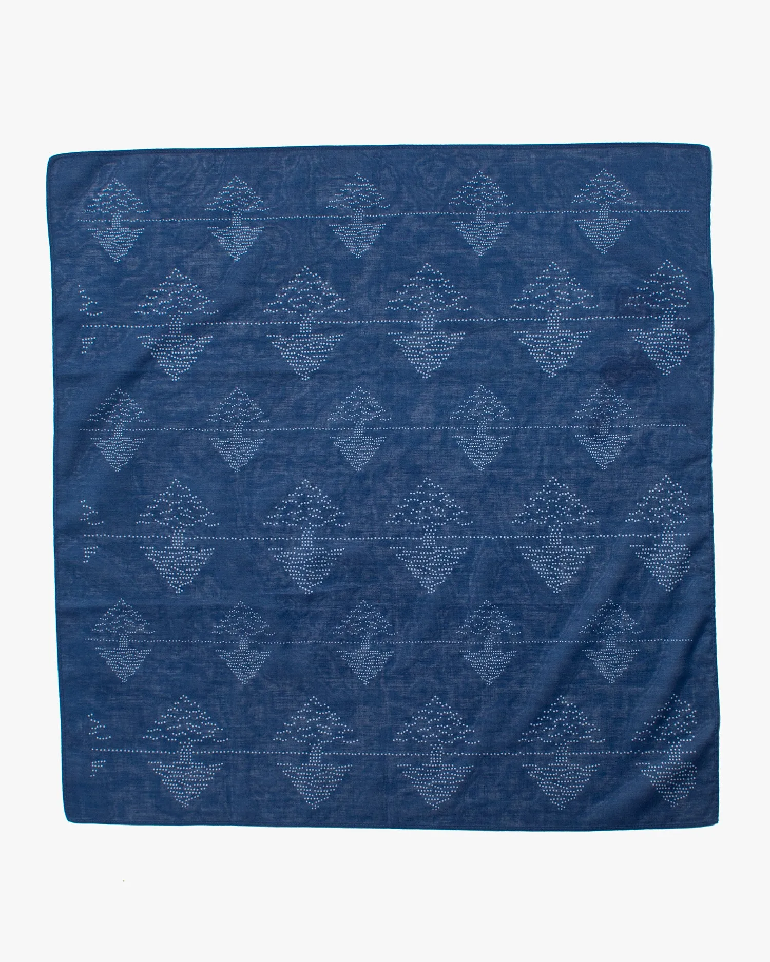 Aizawa Lightweight Indigo Bandana, Pine Tree Dots sold by Kiriko