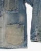 Japanese Repro Denim Jacket, Fundamental Agreement, Distressing and Patched Pockets - M sold by Kiriko