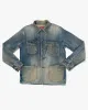 Japanese Repro Denim Jacket, Fundamental Agreement, Distressing and Patched Pockets - M sold by Kiriko