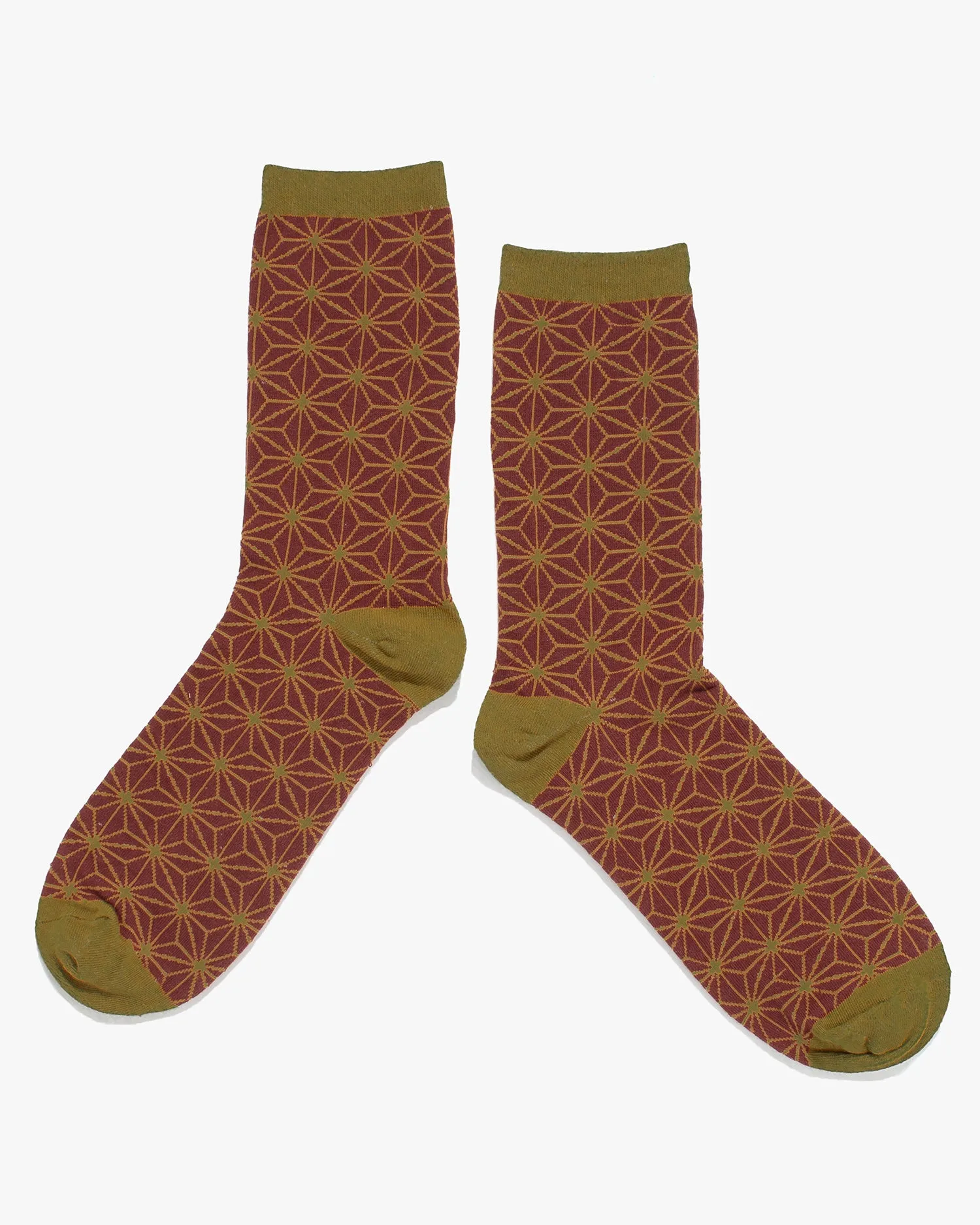 Kiriko Original Socks, Asanoha, Brick and Mustard sold by Kiriko product image thumbnail 2