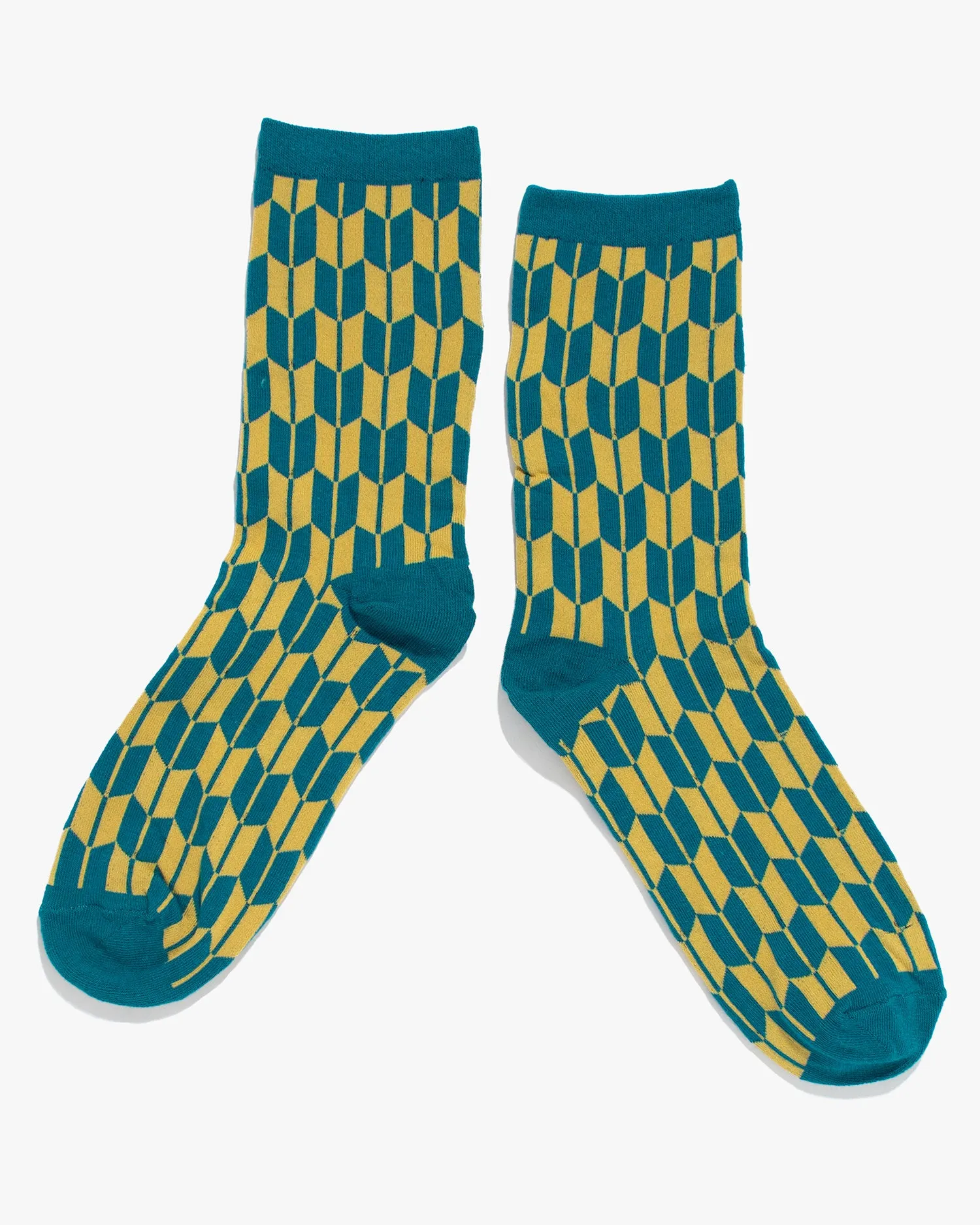 Kiriko Original Socks, Yagasuri, Teal and Yellow sold by Kiriko product image thumbnail 2