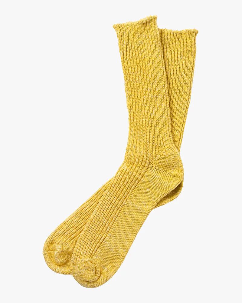 Knitwin, Crew Socks, Hemp Cotton Ribbed, Boston Vintage Yellow sold by Kiriko