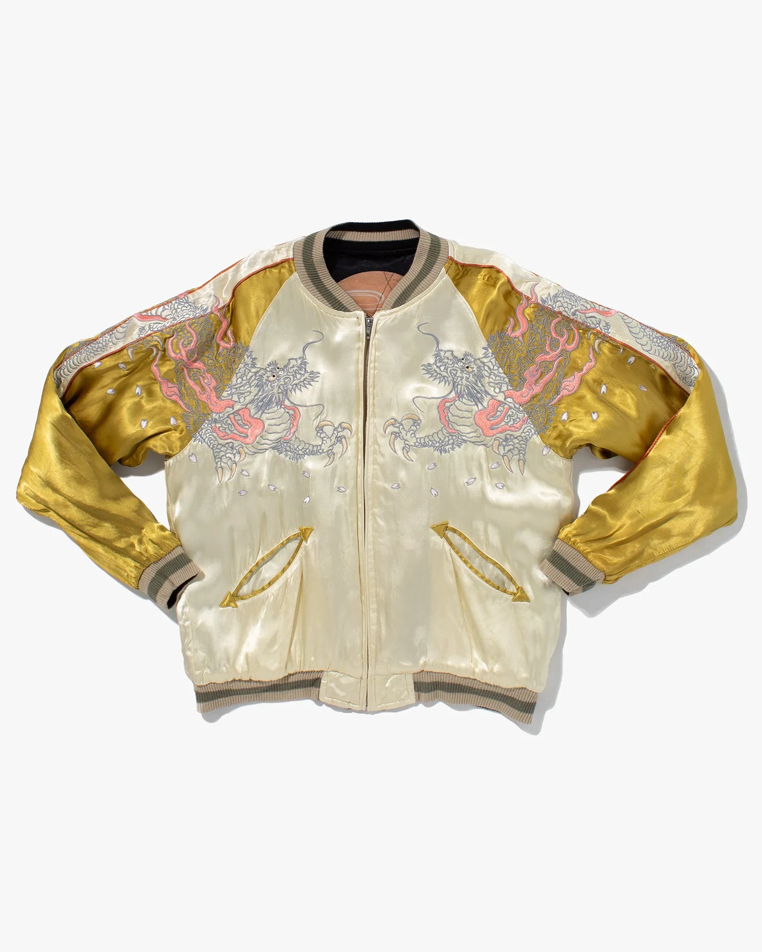 Japanese Repro Souvenir Jacket, Reversible, Gold with Dragon - M sold by Kiriko