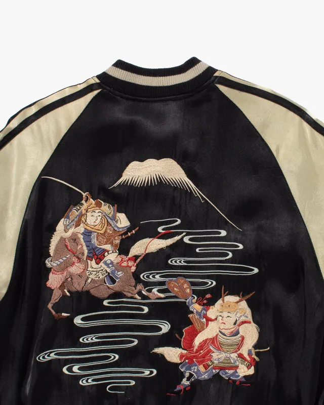 Japanese Repro Souvenir Jacket, Reversible, Black with Samurai - M sold by Kiriko