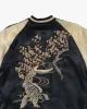 Japanese Repro Souvenir Jacket, Reversible, Black with Koi and Cherry Blossom Tree - L sold by Kiriko