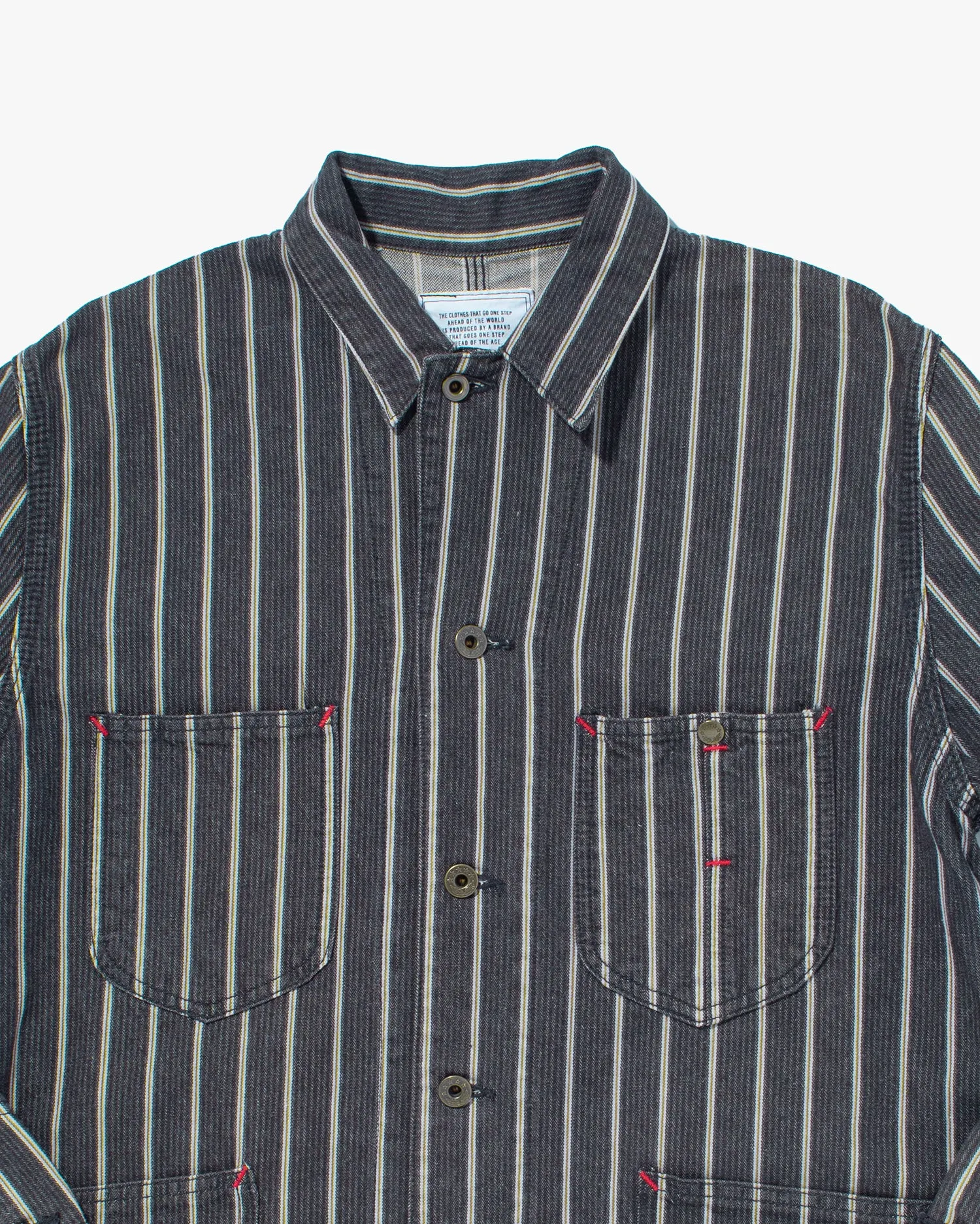 Japanese Repro Denim Jacket, Fob Factory, Grey with Cream Stripe - M sold by Kiriko product image thumbnail 2