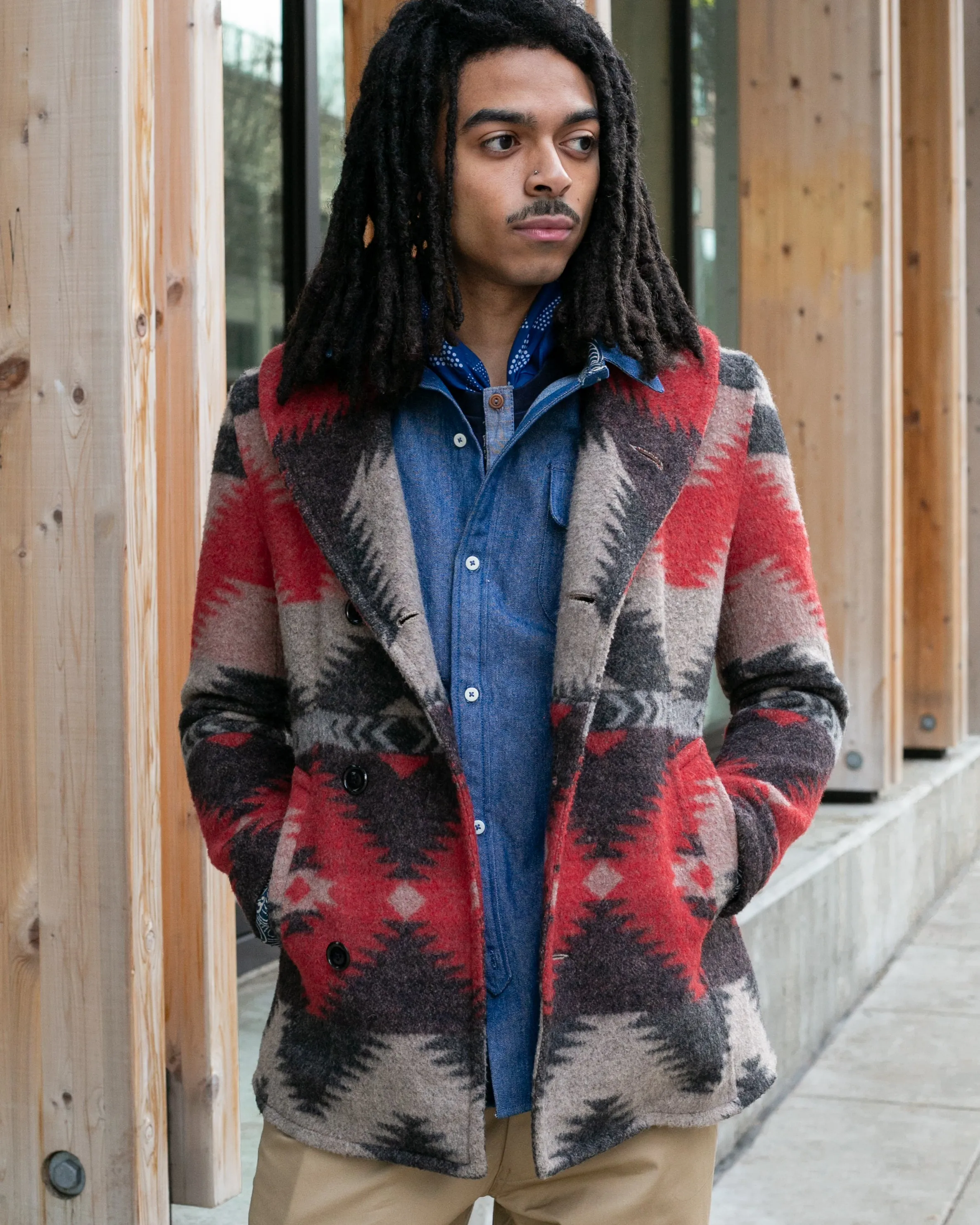 US Vintage Winter Jacket, Saltwater Cowboy, Red, Tan, and Gray - S sold by Kiriko