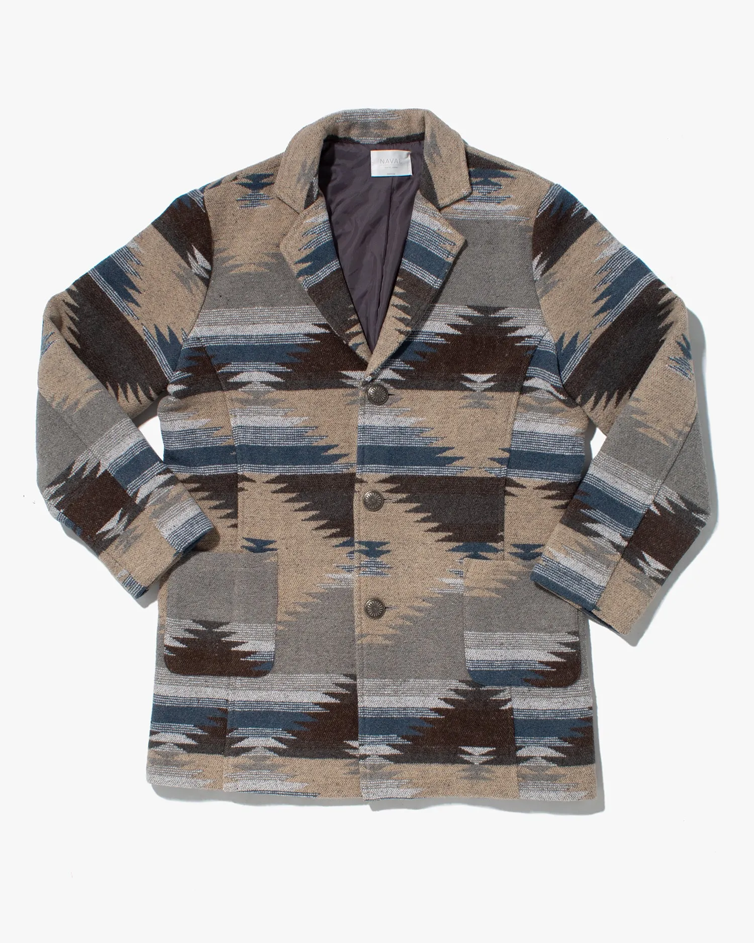 Japanese Repro Winter Jacket, Naval, Gray with Brown, Tan, White, Blue - M sold by Kiriko